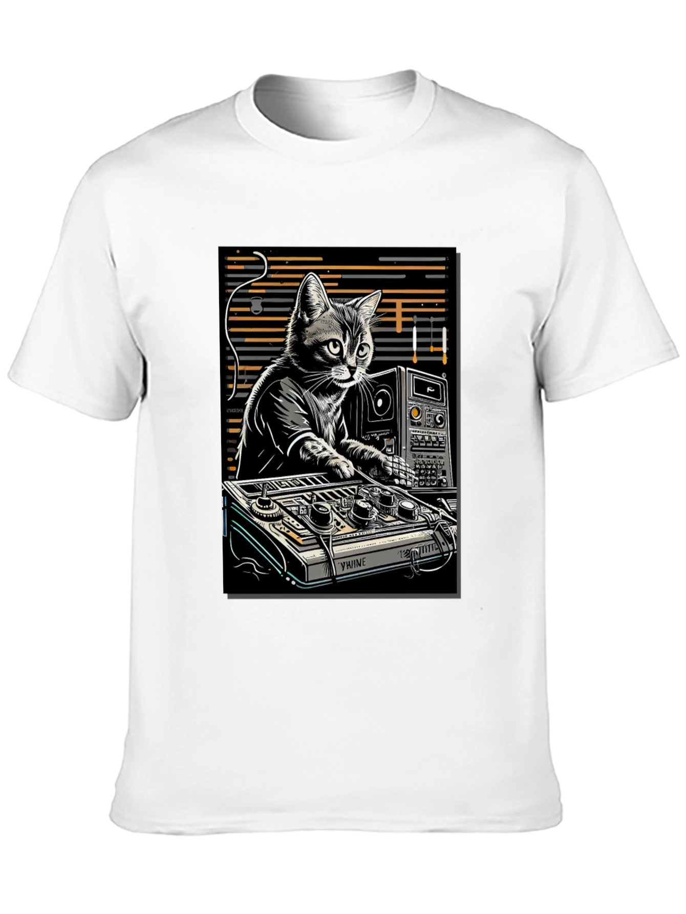 Black DJ Cat Graphic T-Shirt view 10