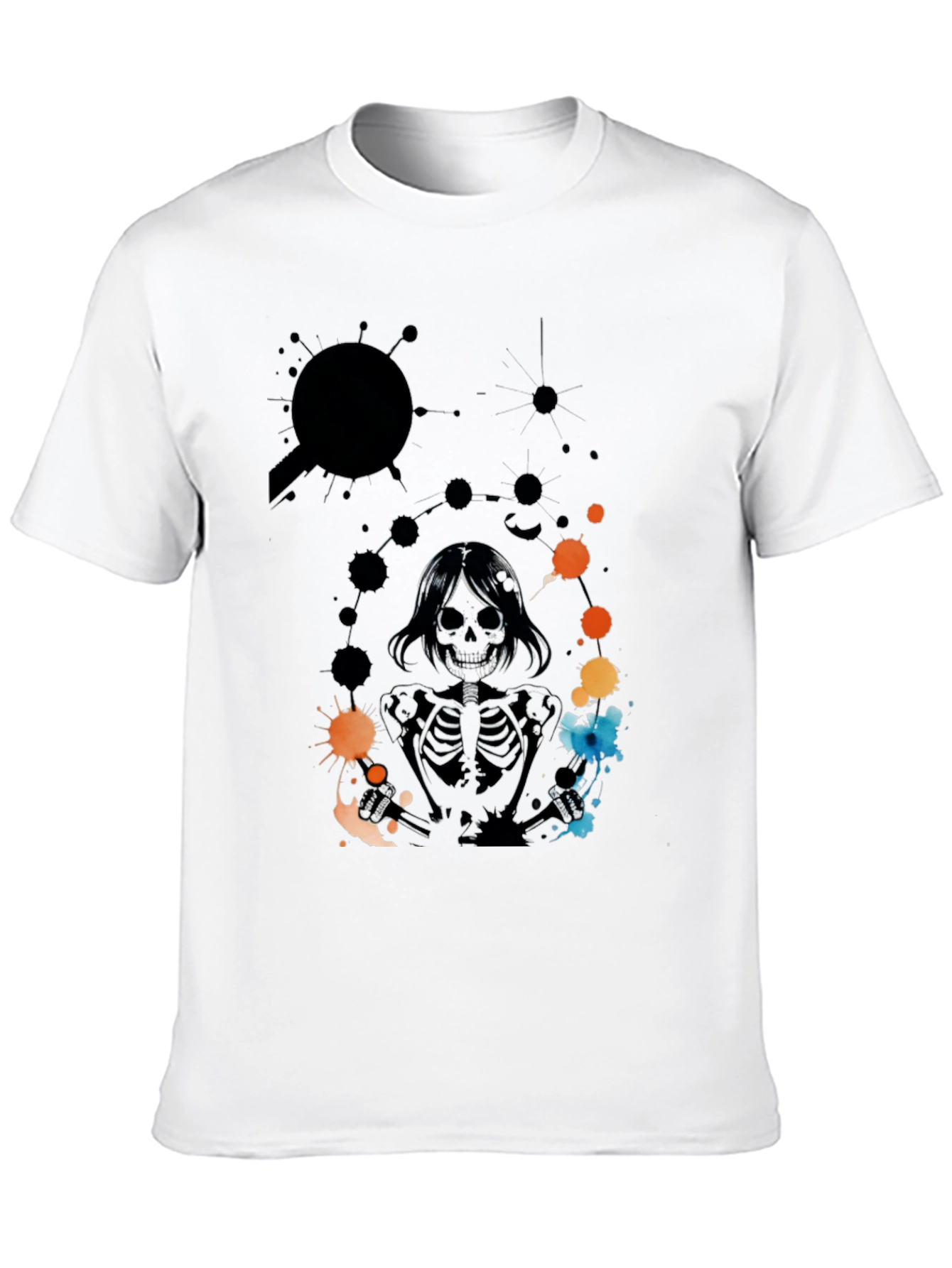 Black Skeleton Print Black T-Shirt view 10