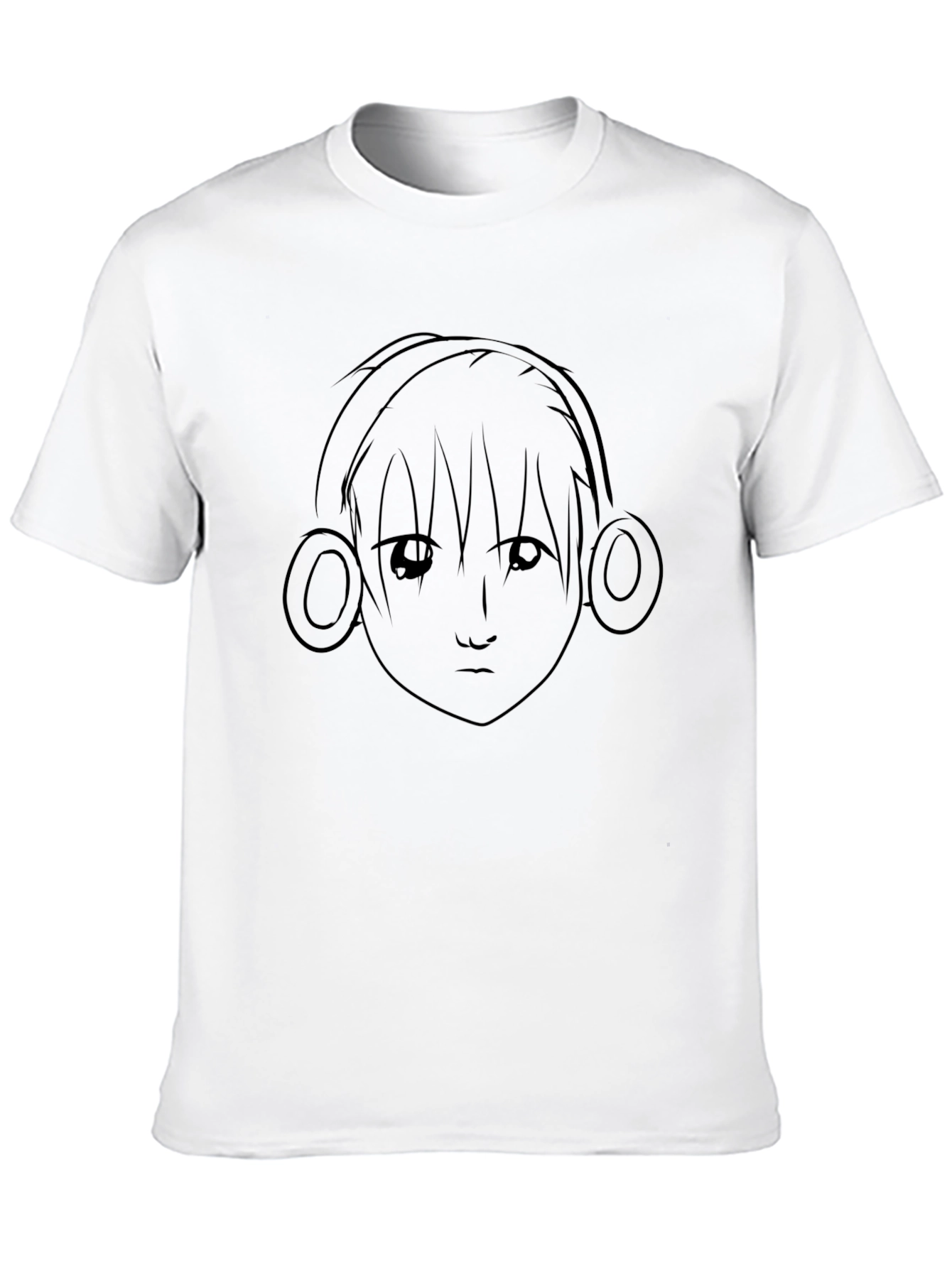Black Anime Headphones Black T-Shirt view 10