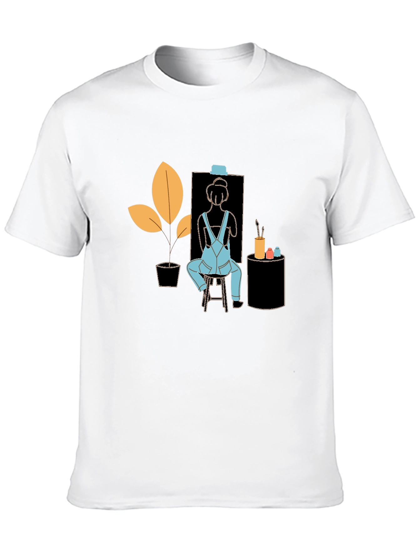 Black Artist Tee: Quirky Painter Graphic T-Shirt view 10