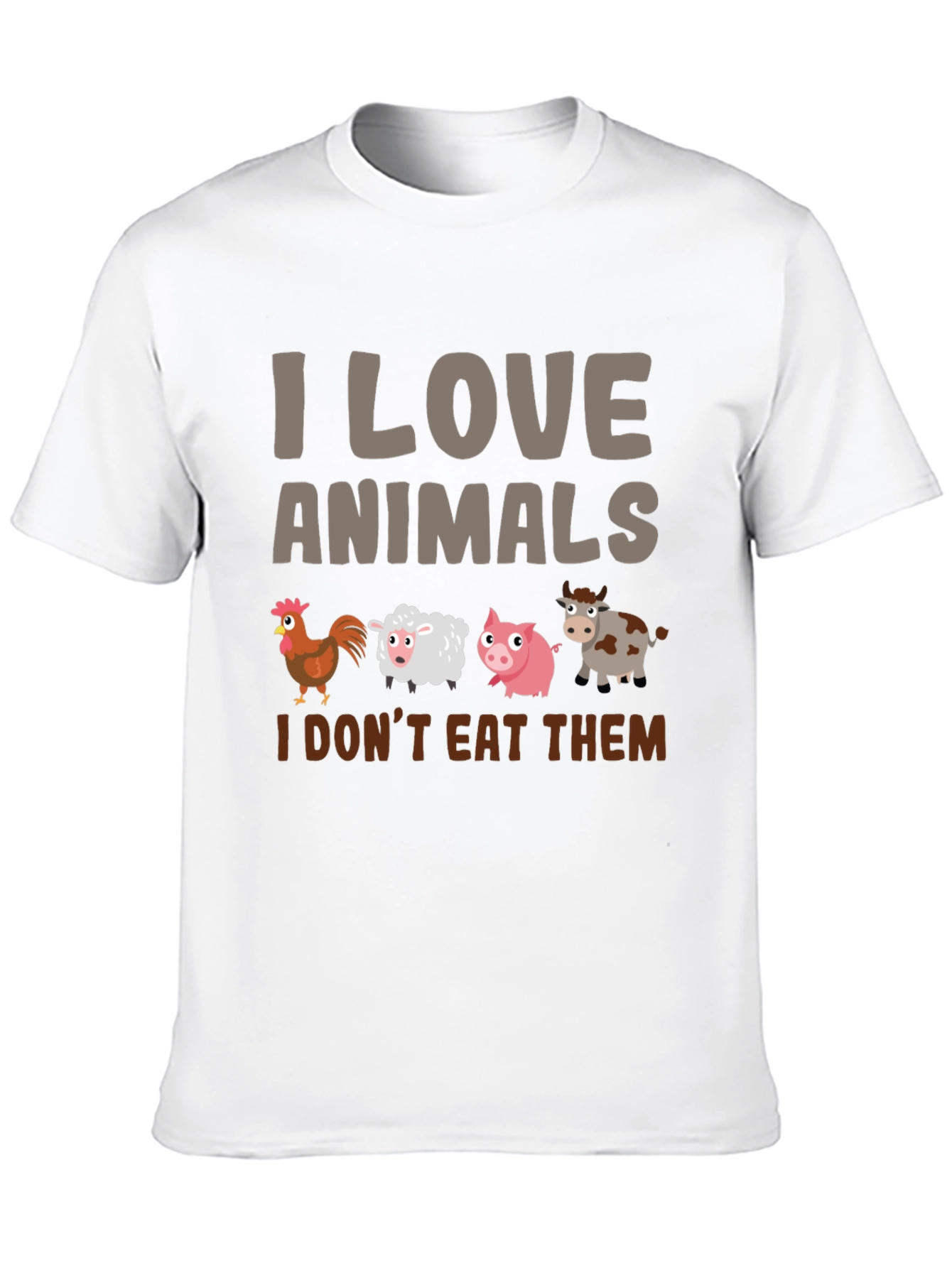Black I Love Animals T-Shirt - Vegan Statement Tee view 10