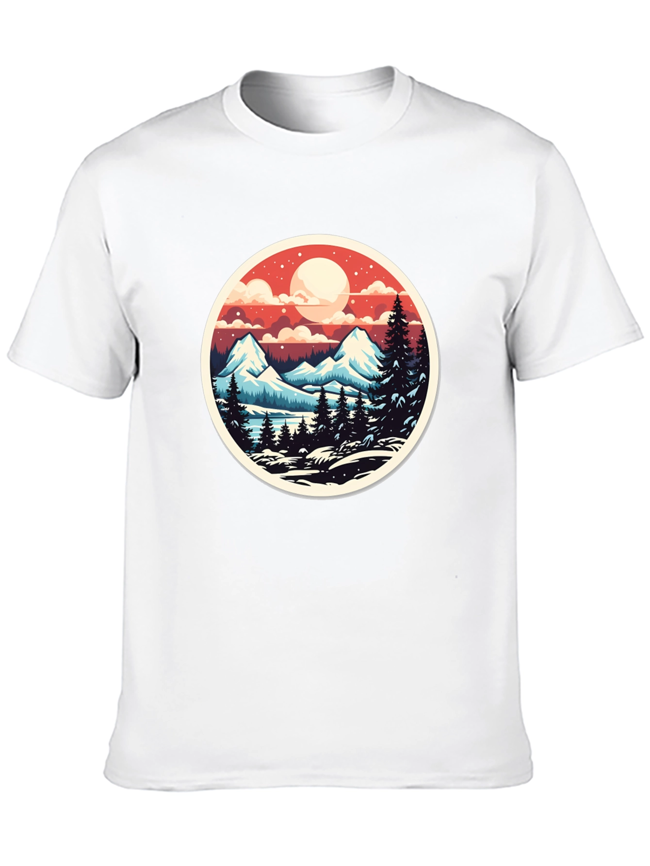 Black Mountain Landscape Graphic Tee - Black Casual T-Shirt view 10