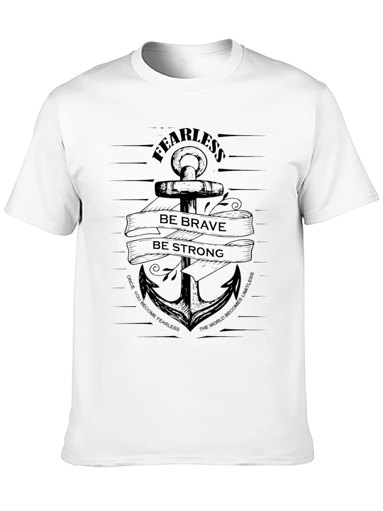 Black Fearless Anchor Graphic T-Shirt - Be Brave Be Strong view 10
