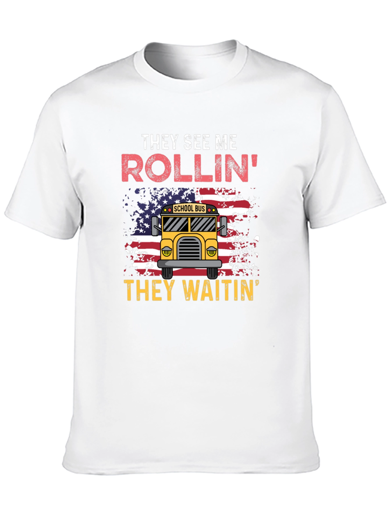 Black They See Me Rollin' T-Shirt School Bus view 10