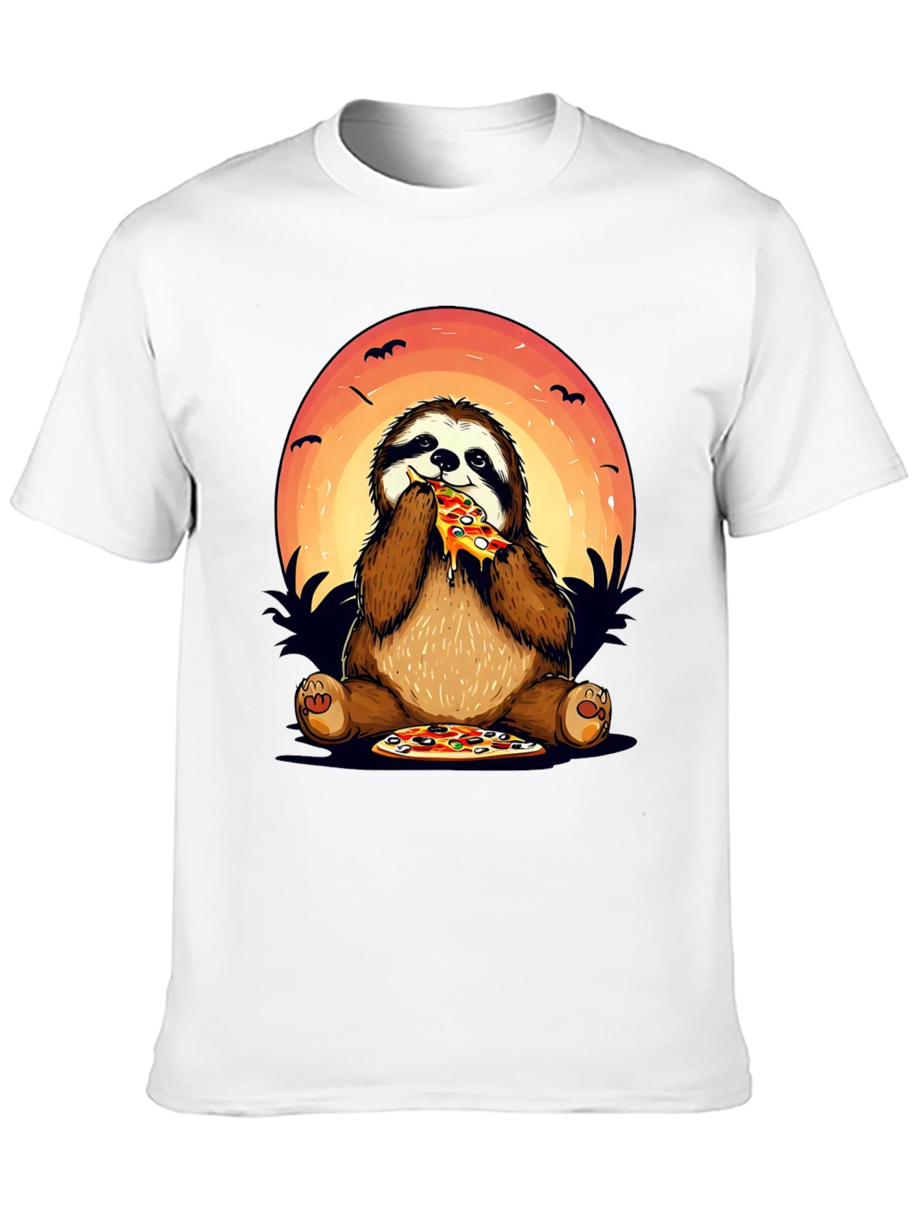 Black Sloth Pizza Lover Graphic T-Shirt view 10