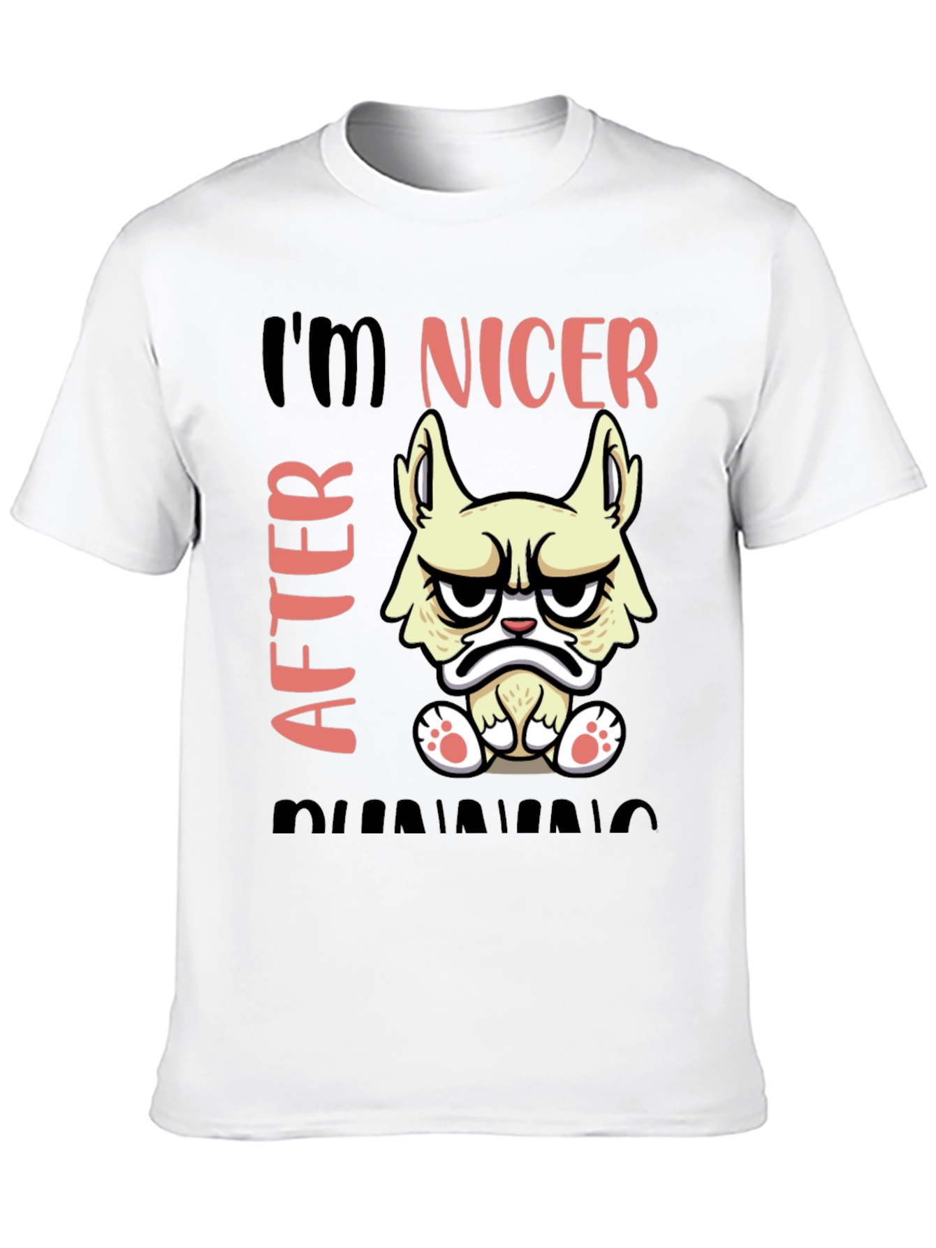 Black Funny Grumpy Cat T-Shirt - I'm Nicer After Running view 10