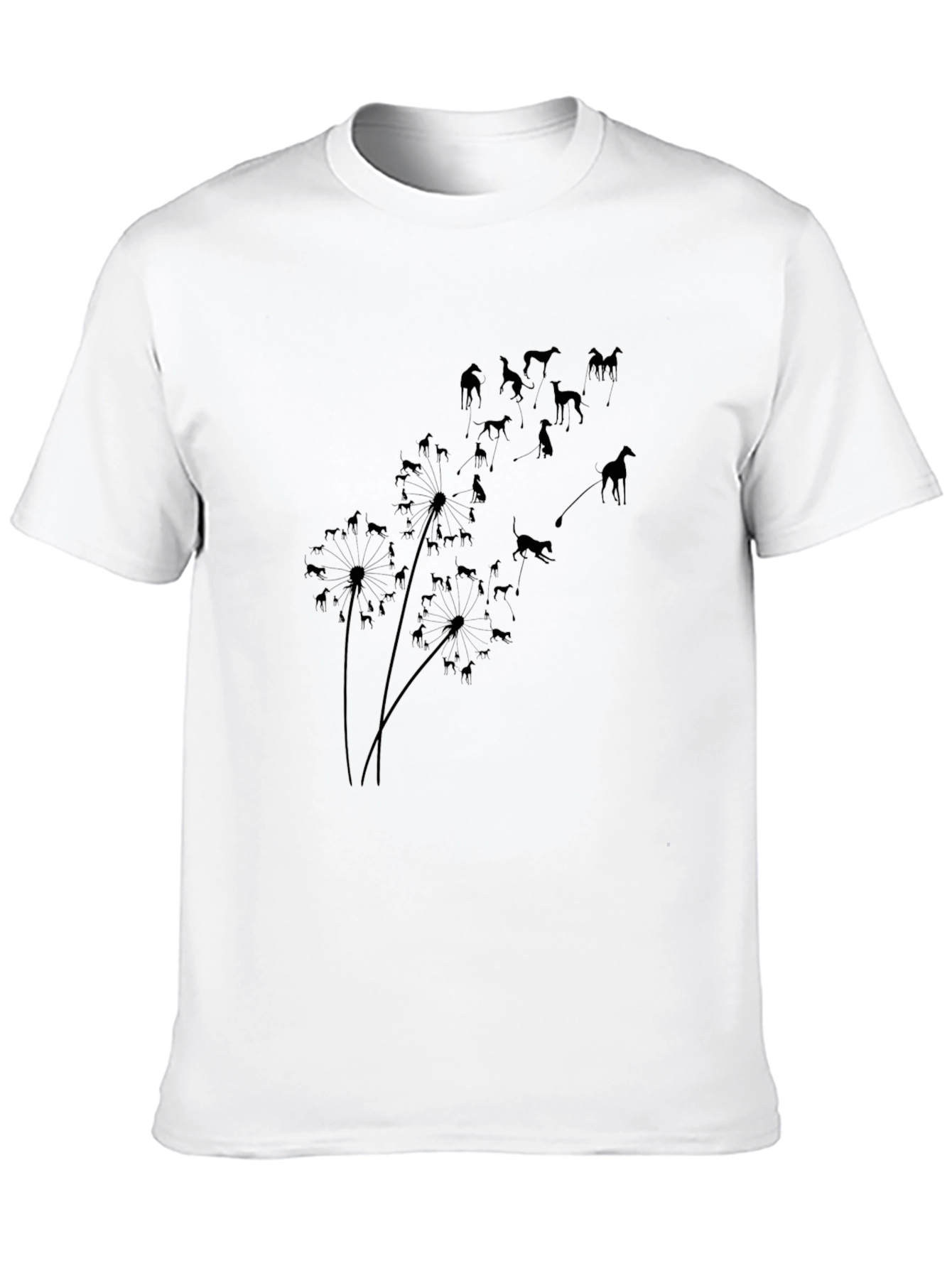 Black Dandelion Greyhounds Black T-Shirt - Unique Dog Lover Design view 10