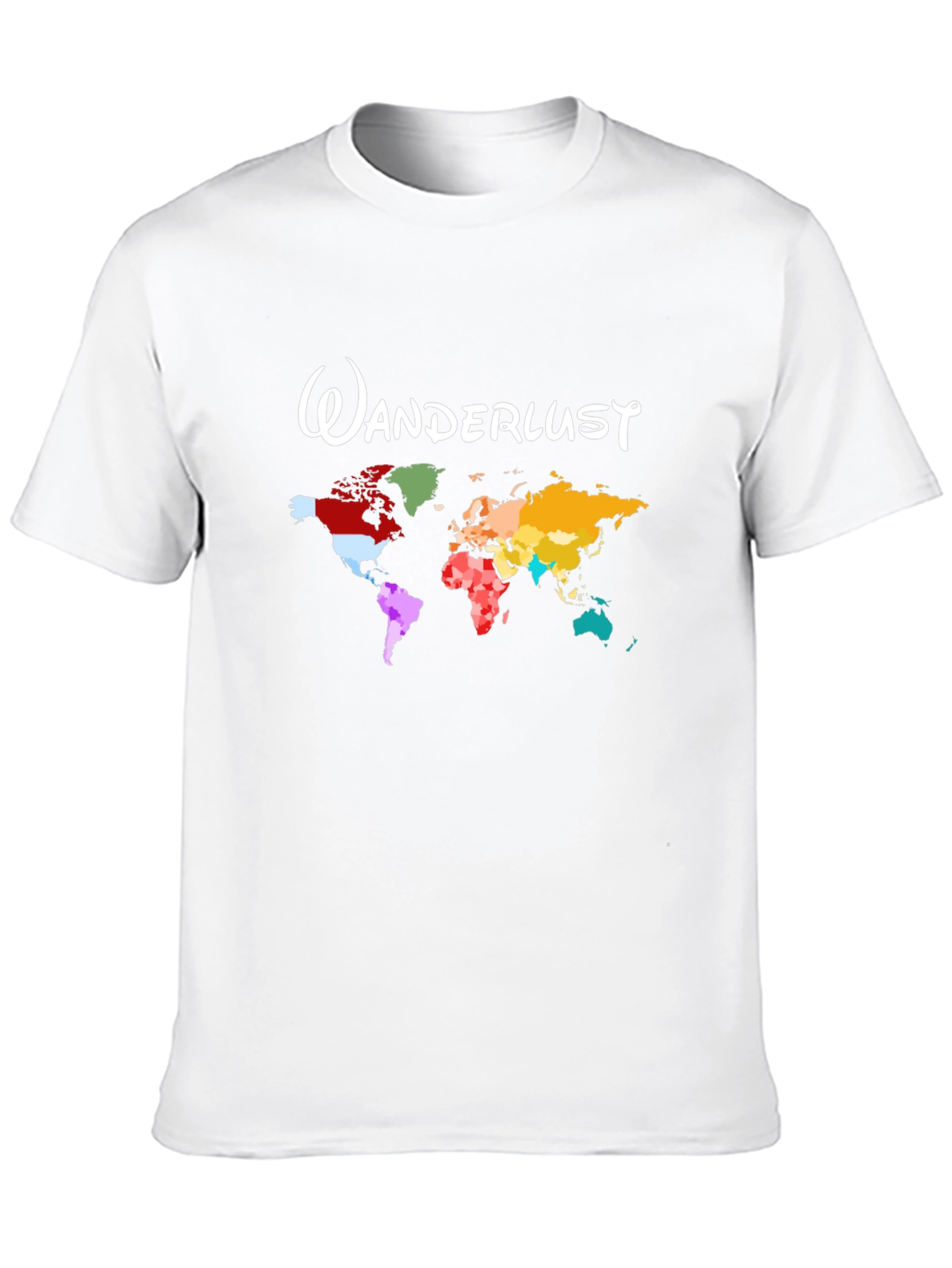 Black Wanderlust World Map Black T-Shirt view 10