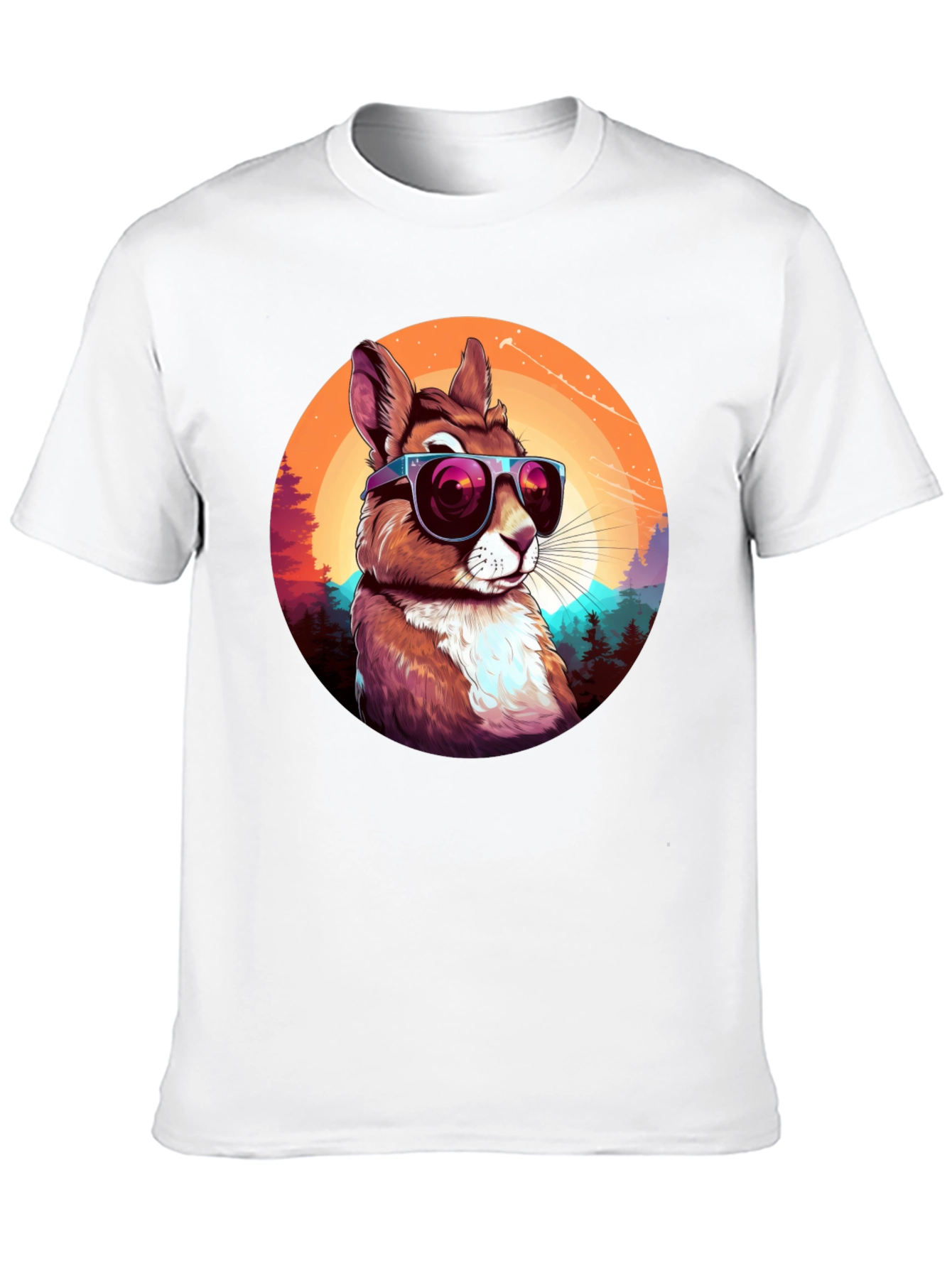 Black Cool Squirrel Graphic Tee - Retro Sunset Design view 10