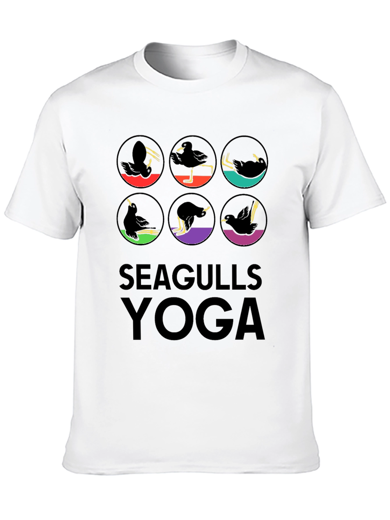 Black Seagulls Yoga Graphic Tee - Fun & Unique Design view 10