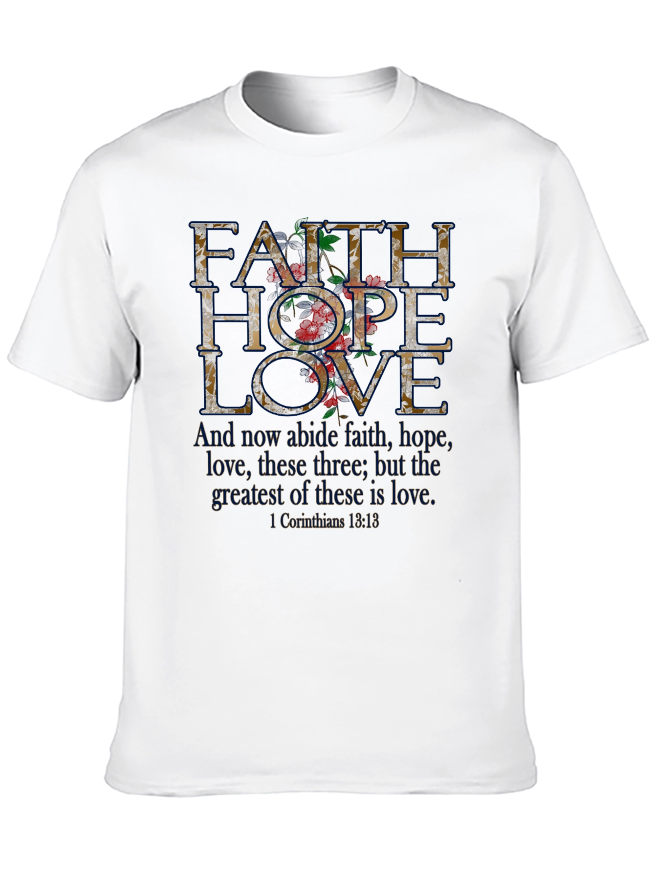 Black Faith Hope Love Floral Graphic Tee view 10