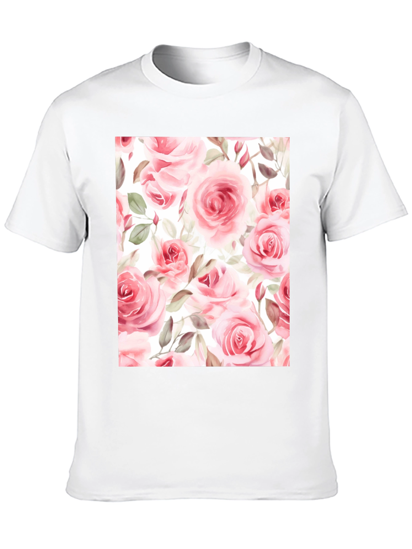 Black Floral Rose Print Black T-Shirt view 10