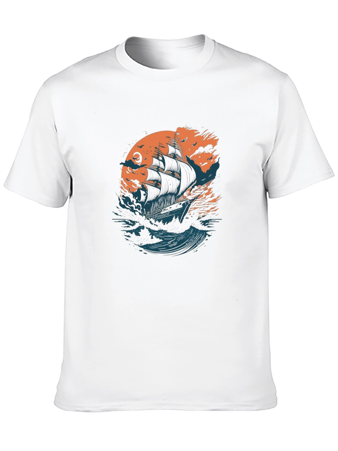 Black Sailing Ship Graphic Black T-Shirt view 10