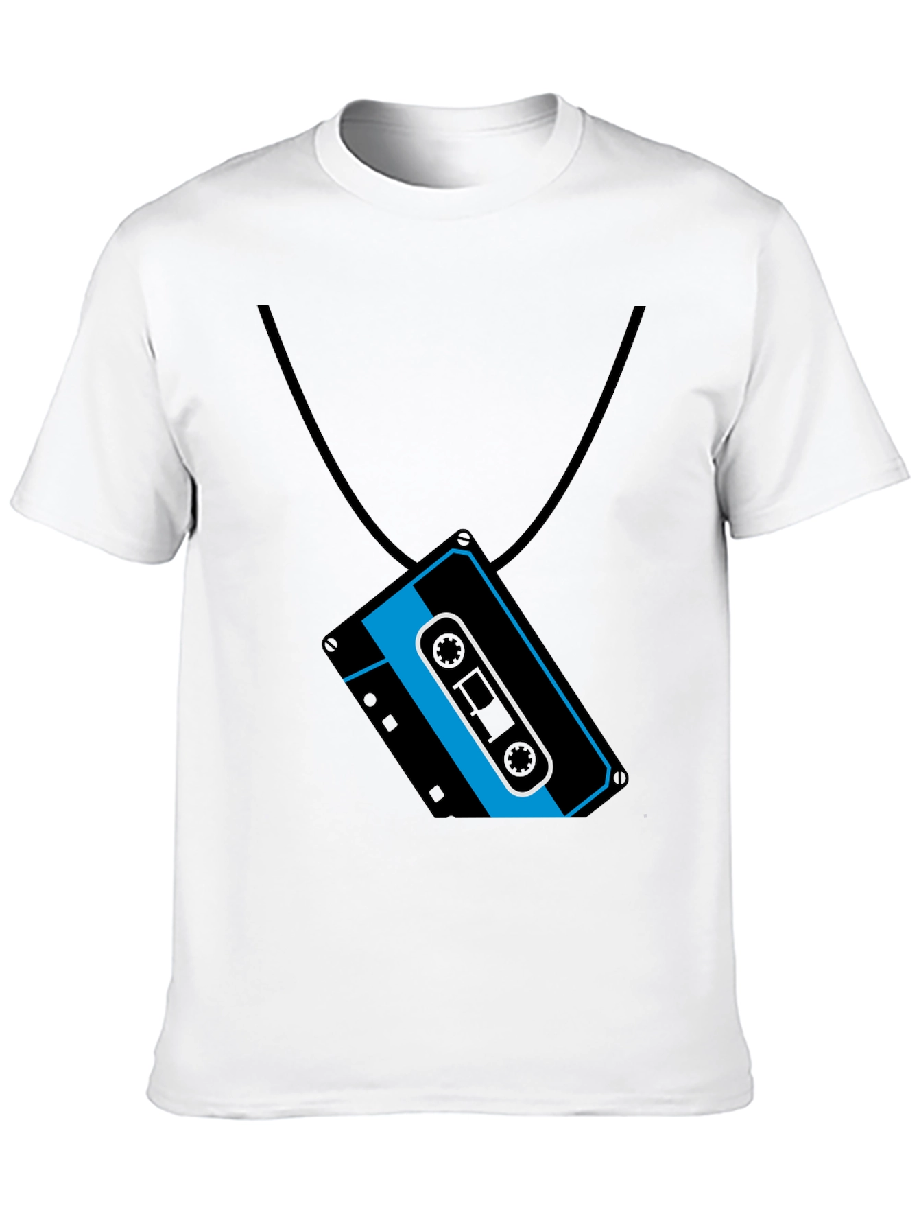 Black Retro Cassette Tape Necklace Graphic T-Shirt view 10