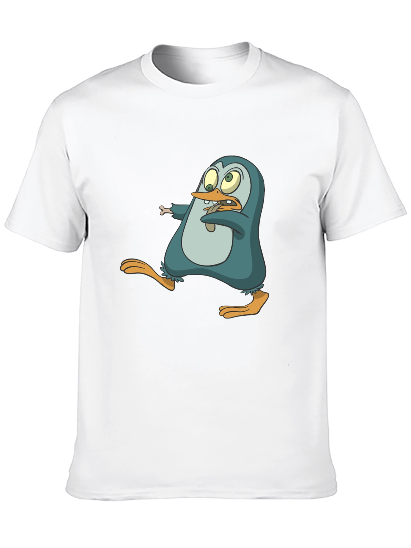 Black Cartoon Penguin Graphic Tee - Men's Black T-Shirt view 10