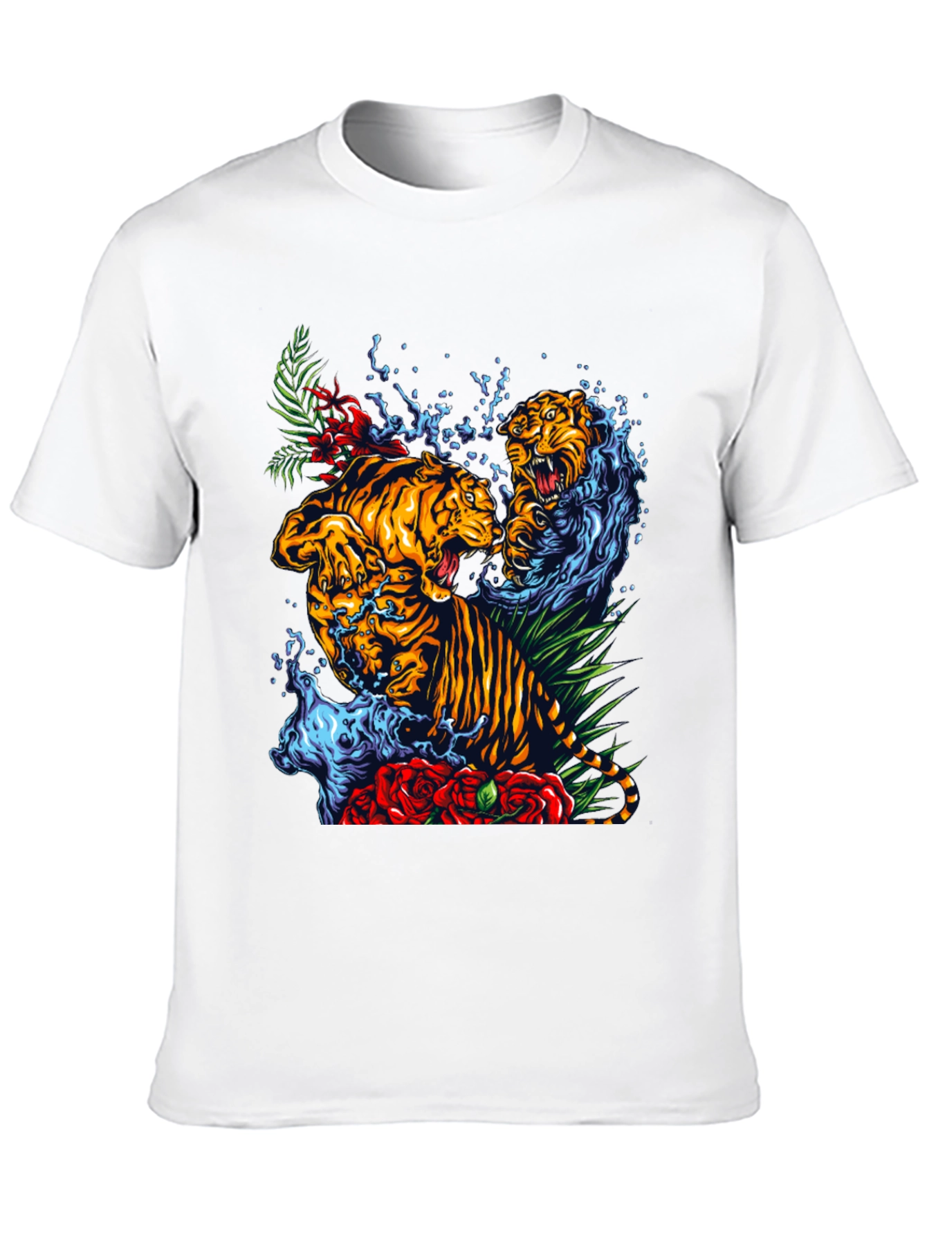 Black Tiger Splash Graphic Tee - Bold Animal Print T-Shirt view 10