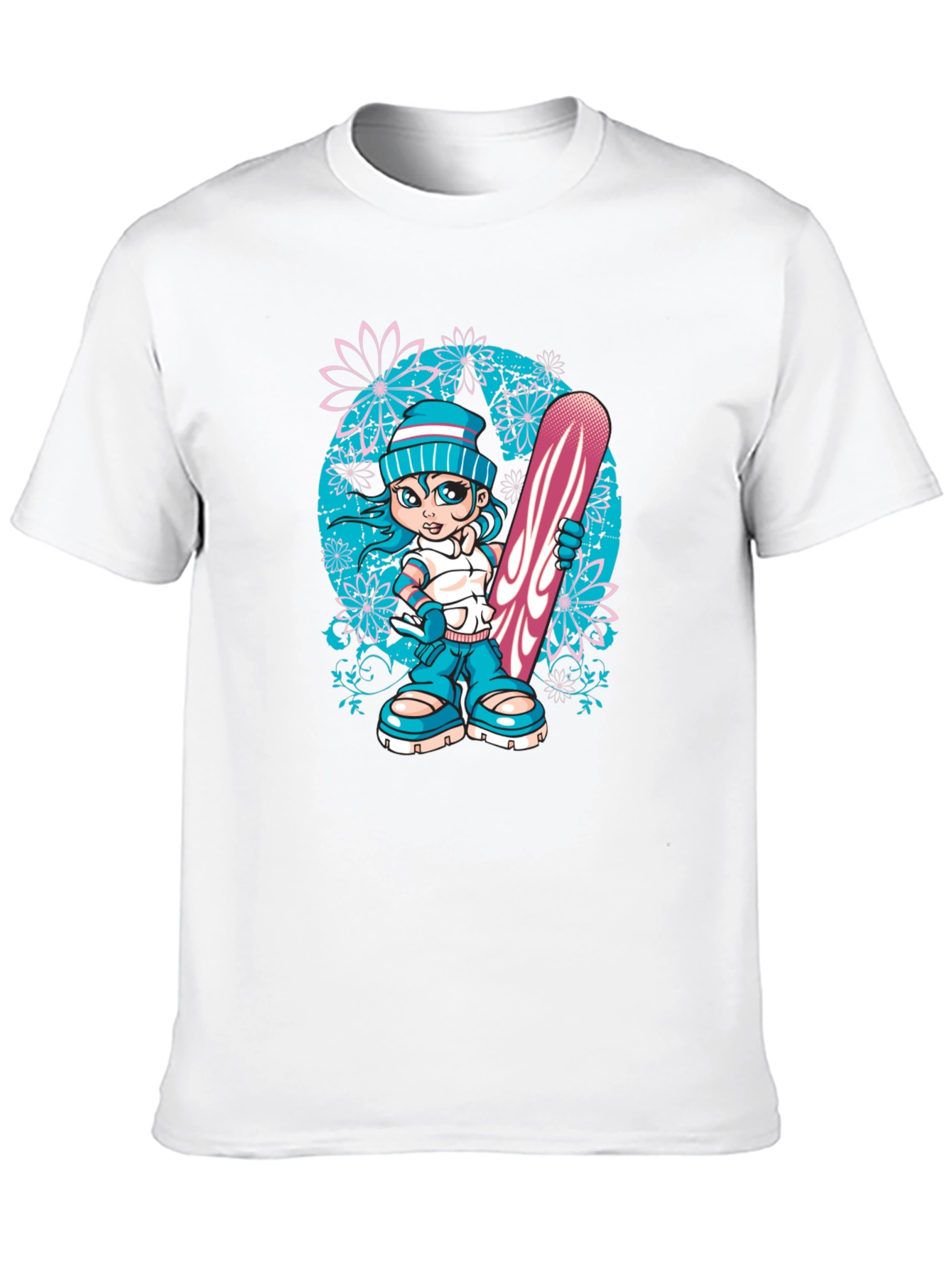 Black Snowboard Girl Graphic T-Shirt - Black Cotton Tee view 10