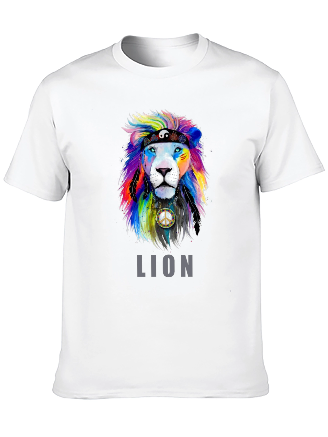 Black Colorful Lion Graphic Tee - Peace & Pride T-Shirt view 10