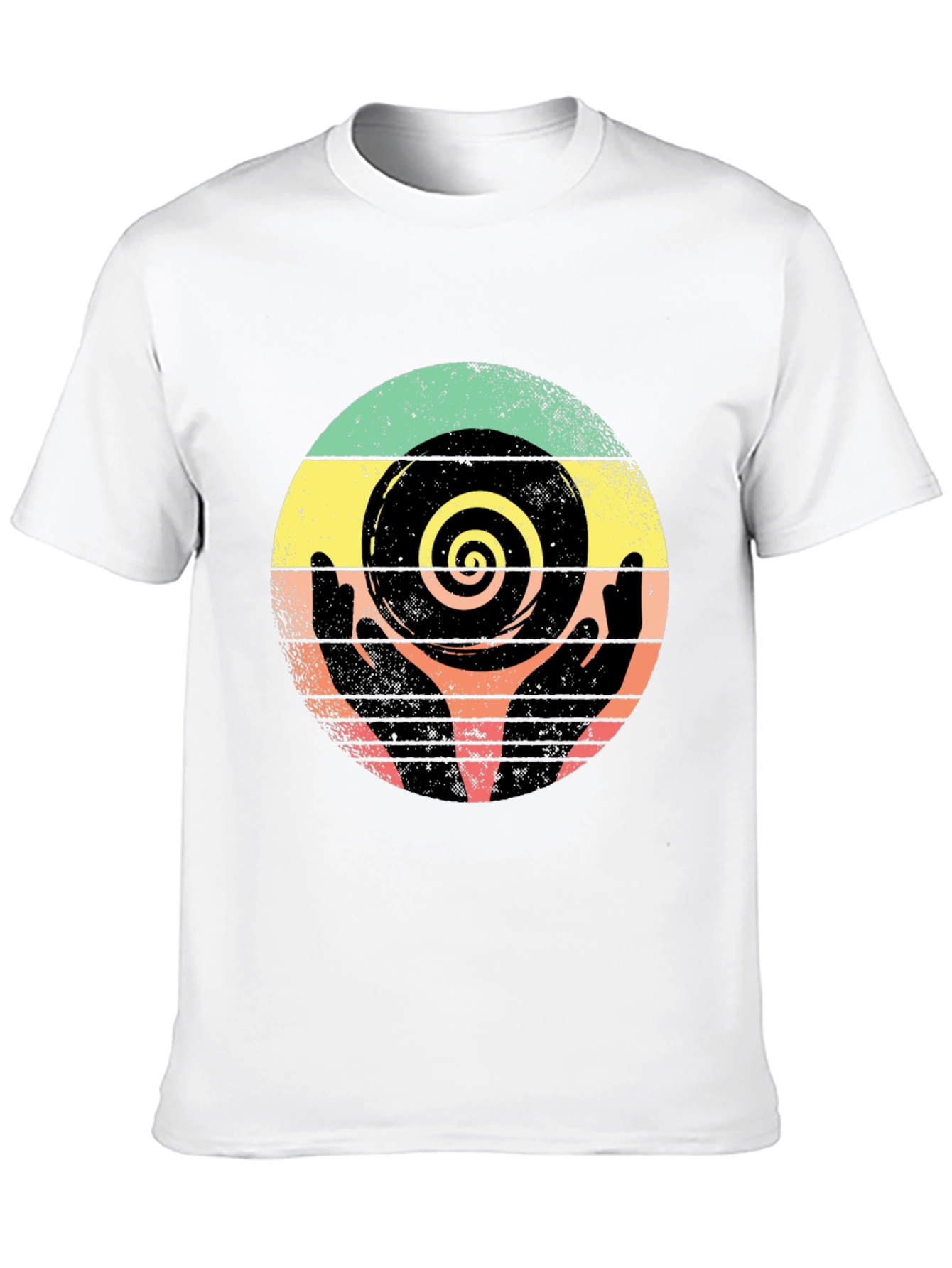 Black Retro Hands Spiral Graphic Tee view 10