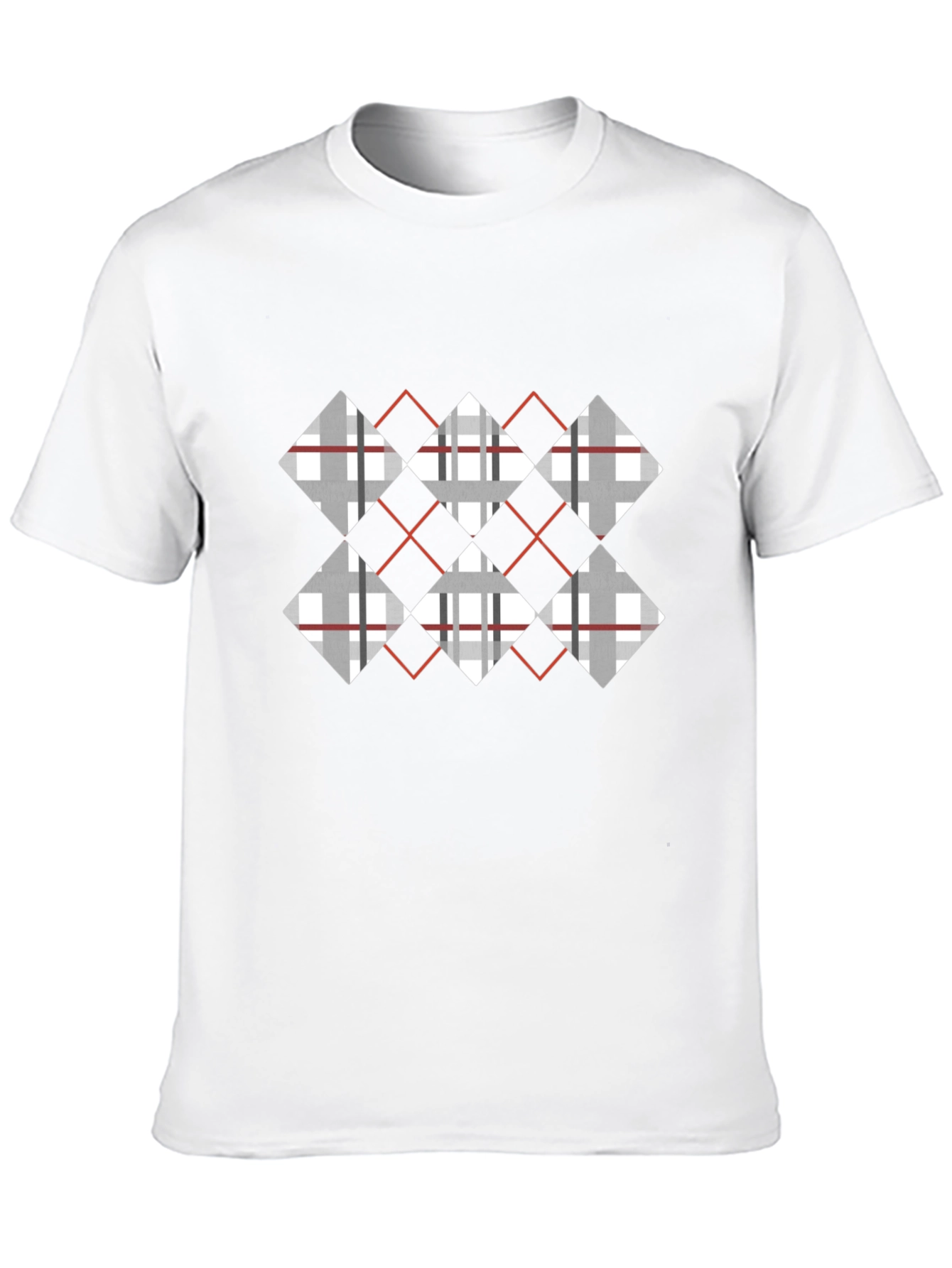 Black Argyle Diamond Pattern Black T-Shirt view 10