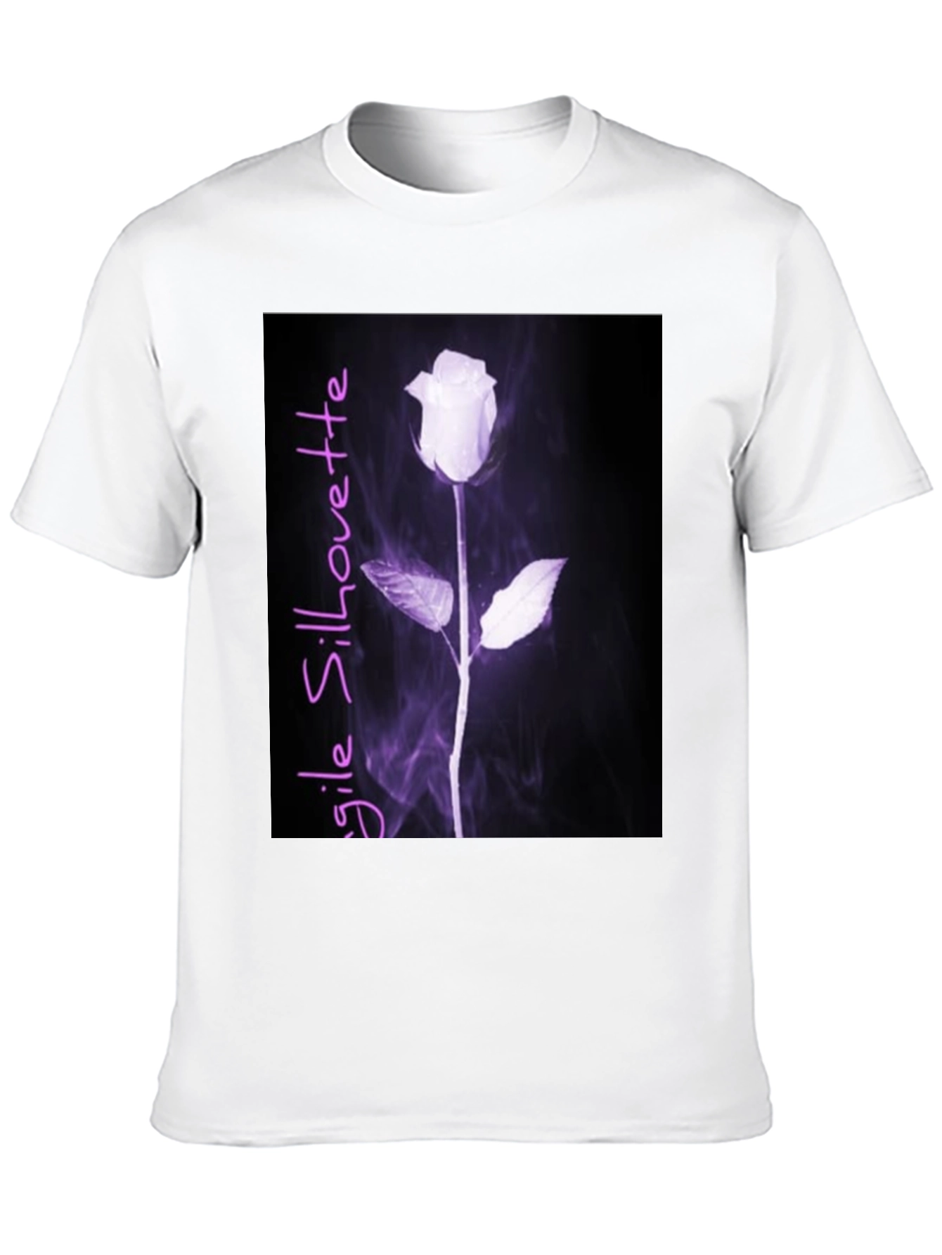Black Fragile Silhouette Rose Graphic Tee - Black view 10