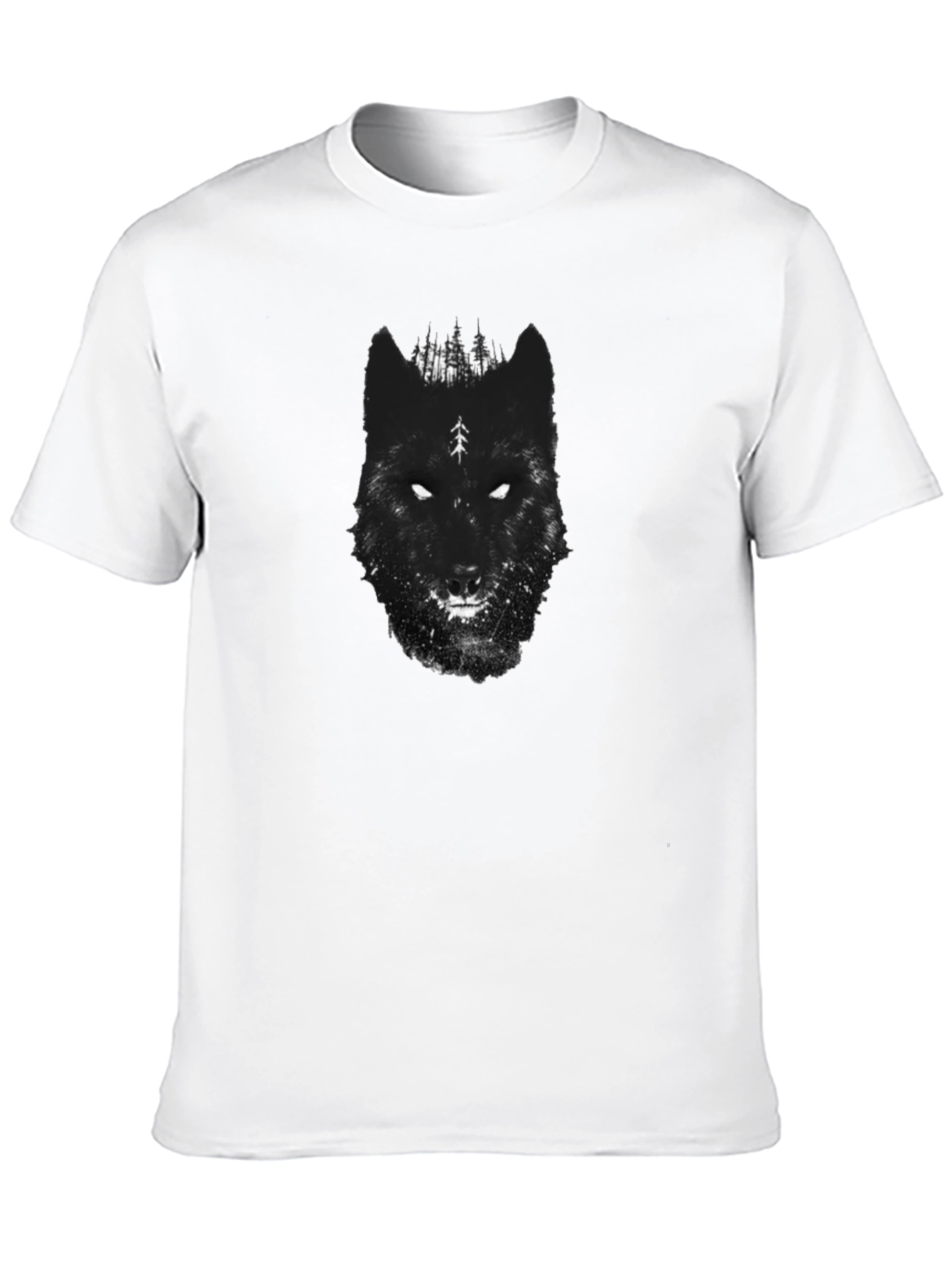 Black Wolf Forest Graphic Tee - Men's Black T-Shirt view 10