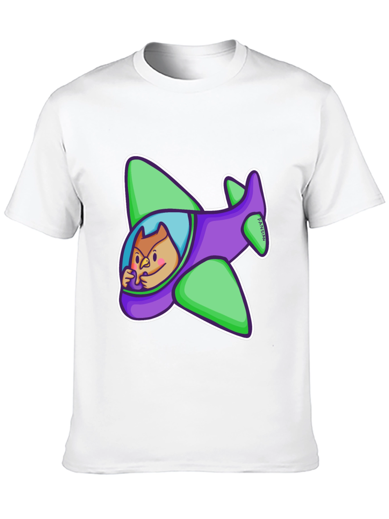 Black Cartoon Owl in Plane Graphic T-Shirt view 10