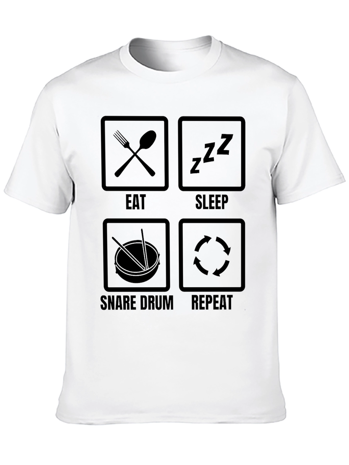 Black Eat Sleep Snare Drum Repeat Black Graphic Tee view 10