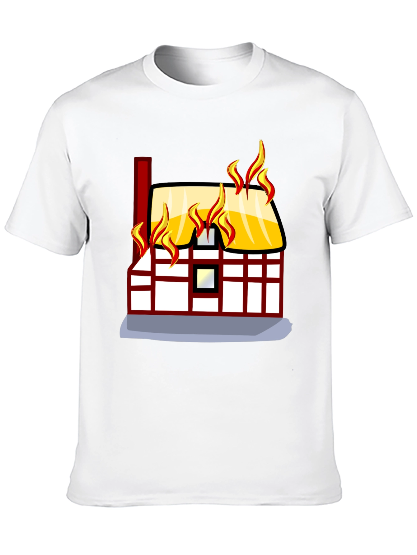 Black Burning House Graphic Tee - Black Cotton T-Shirt view 10