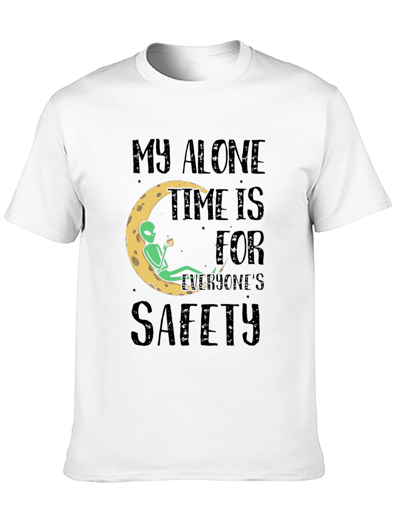 Black Alien Moon Time T-Shirt - My Alone Time Is For Everyone's Safety Tee view 10