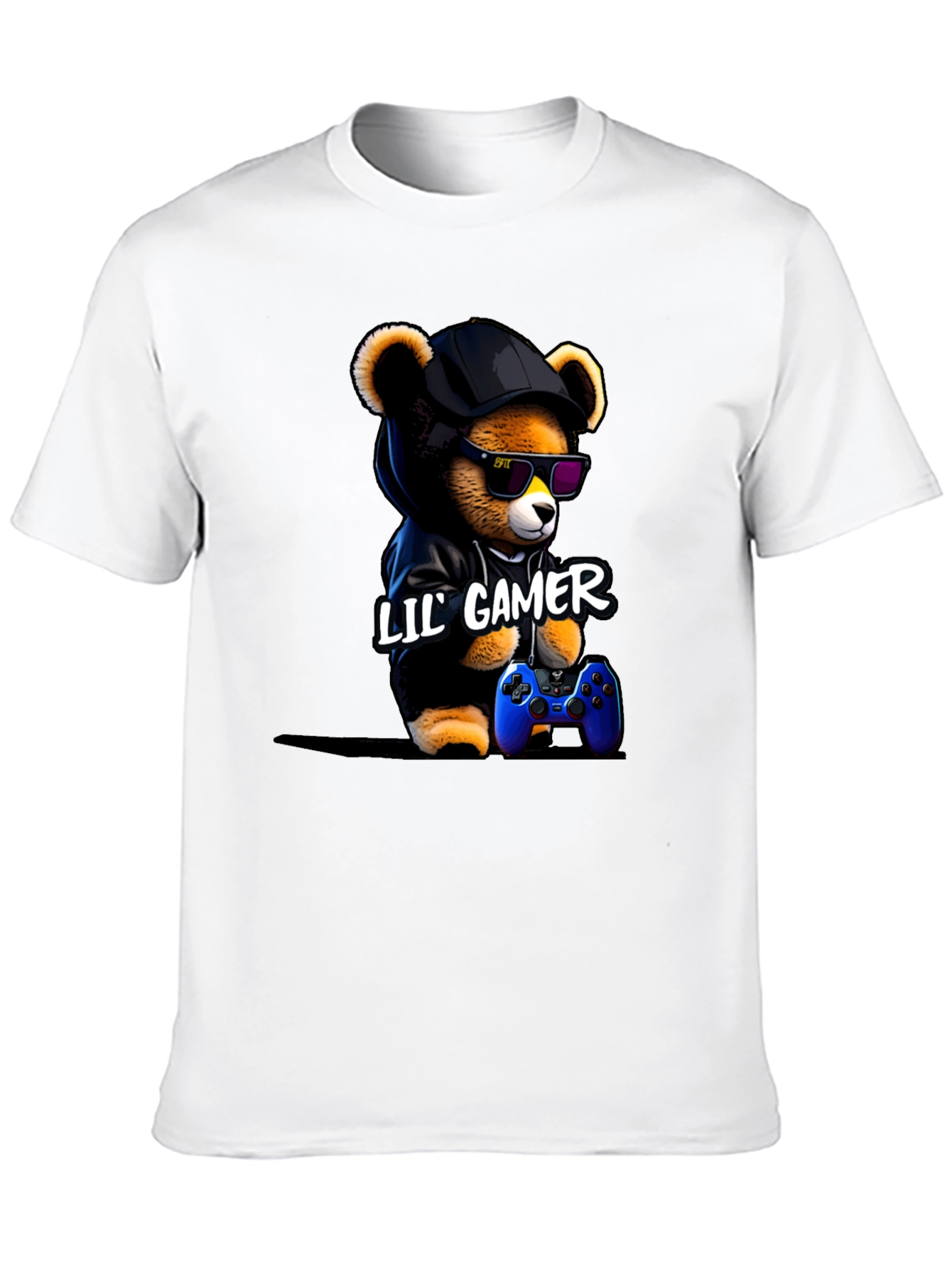 Black Lil' Gamer Bear T-Shirt view 10