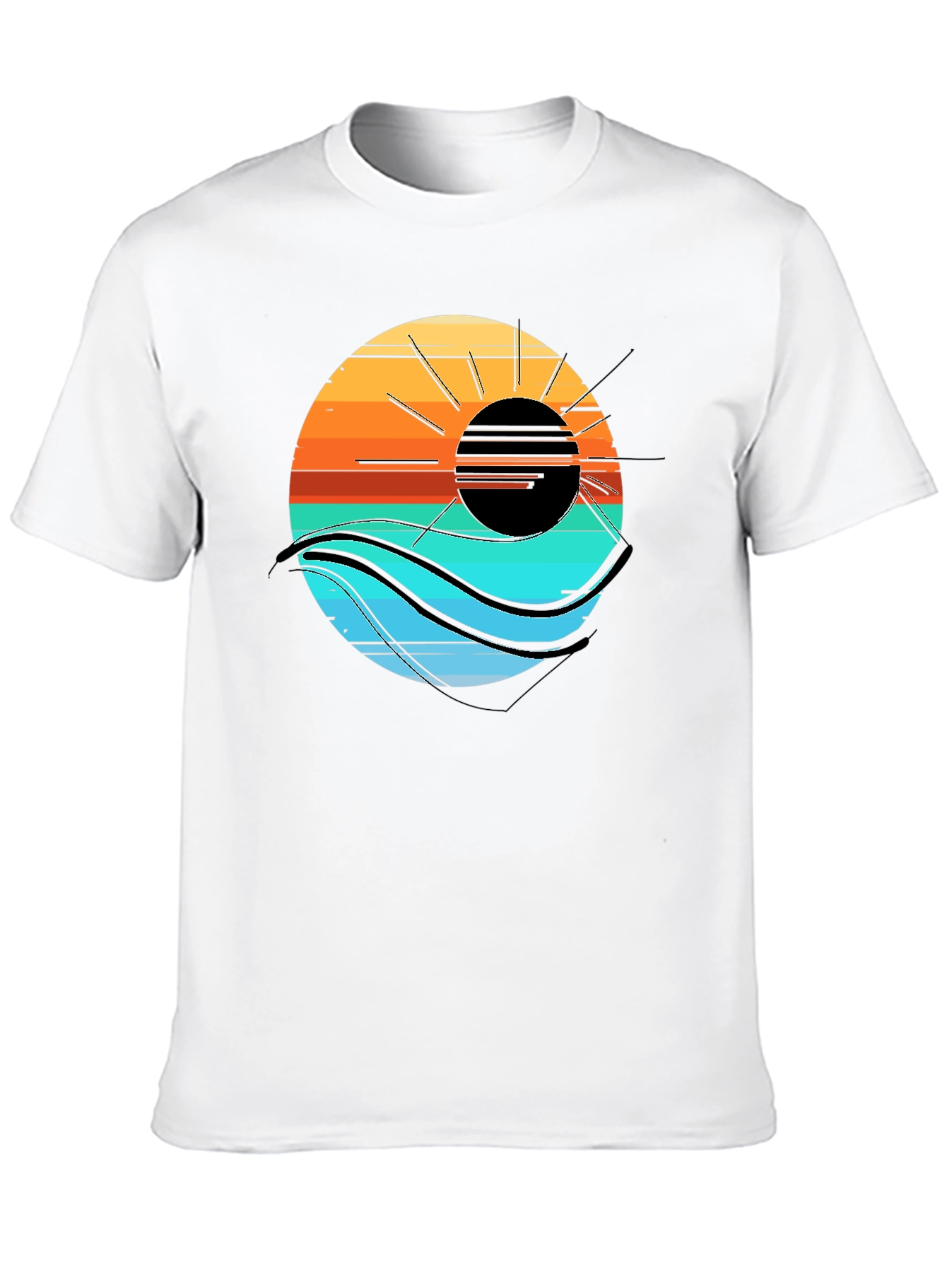 Black Sunset Wave Graphic Tee - Cool Coastal Style view 10
