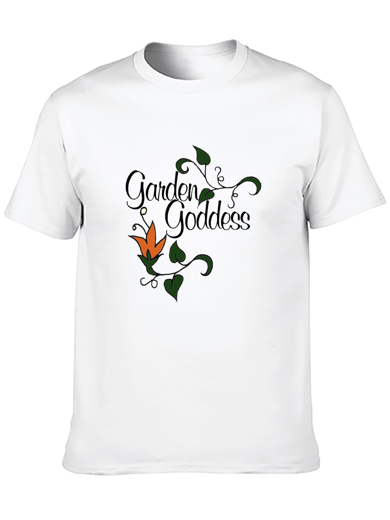 Black Garden Goddess T-Shirt - Floral Design view 10