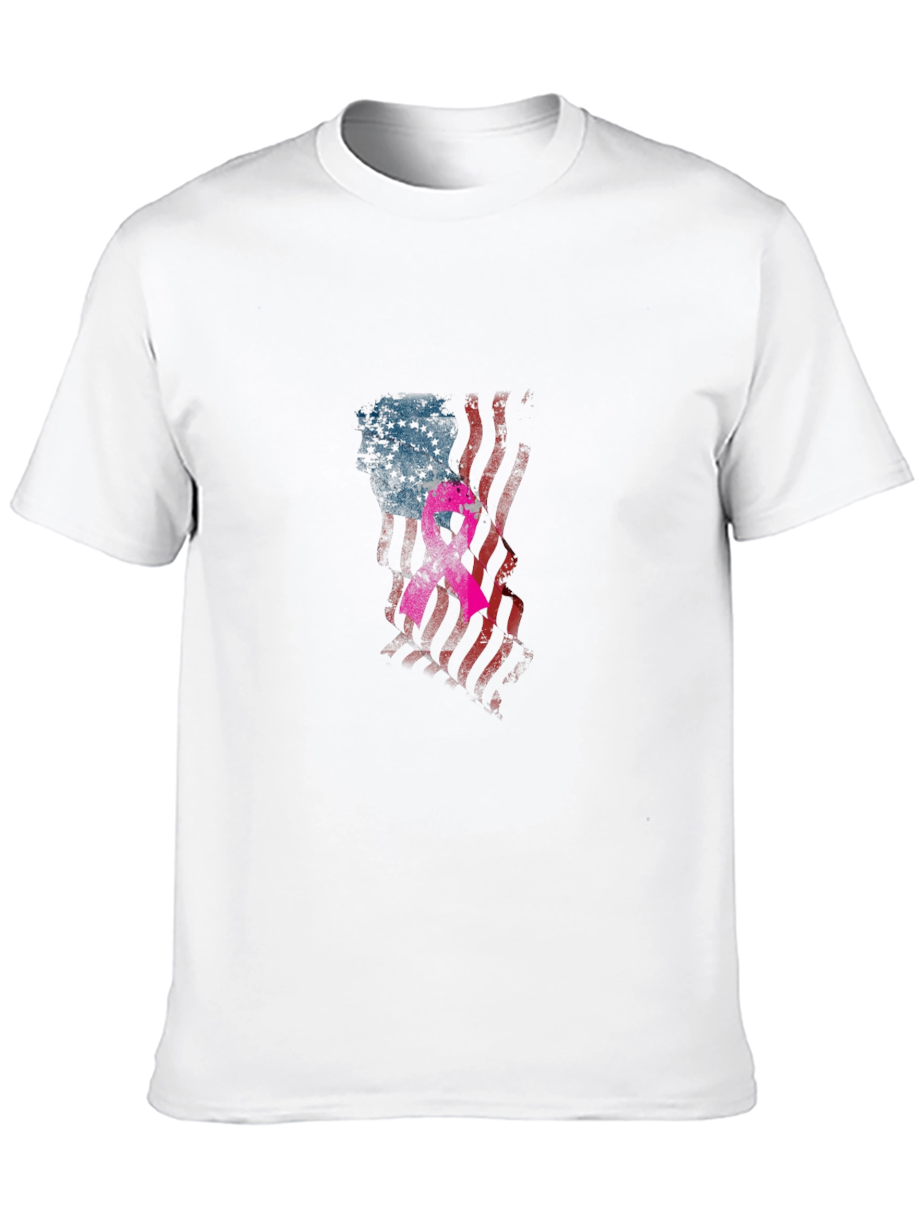Black Patriotic Breast Cancer Awareness T-Shirt view 10