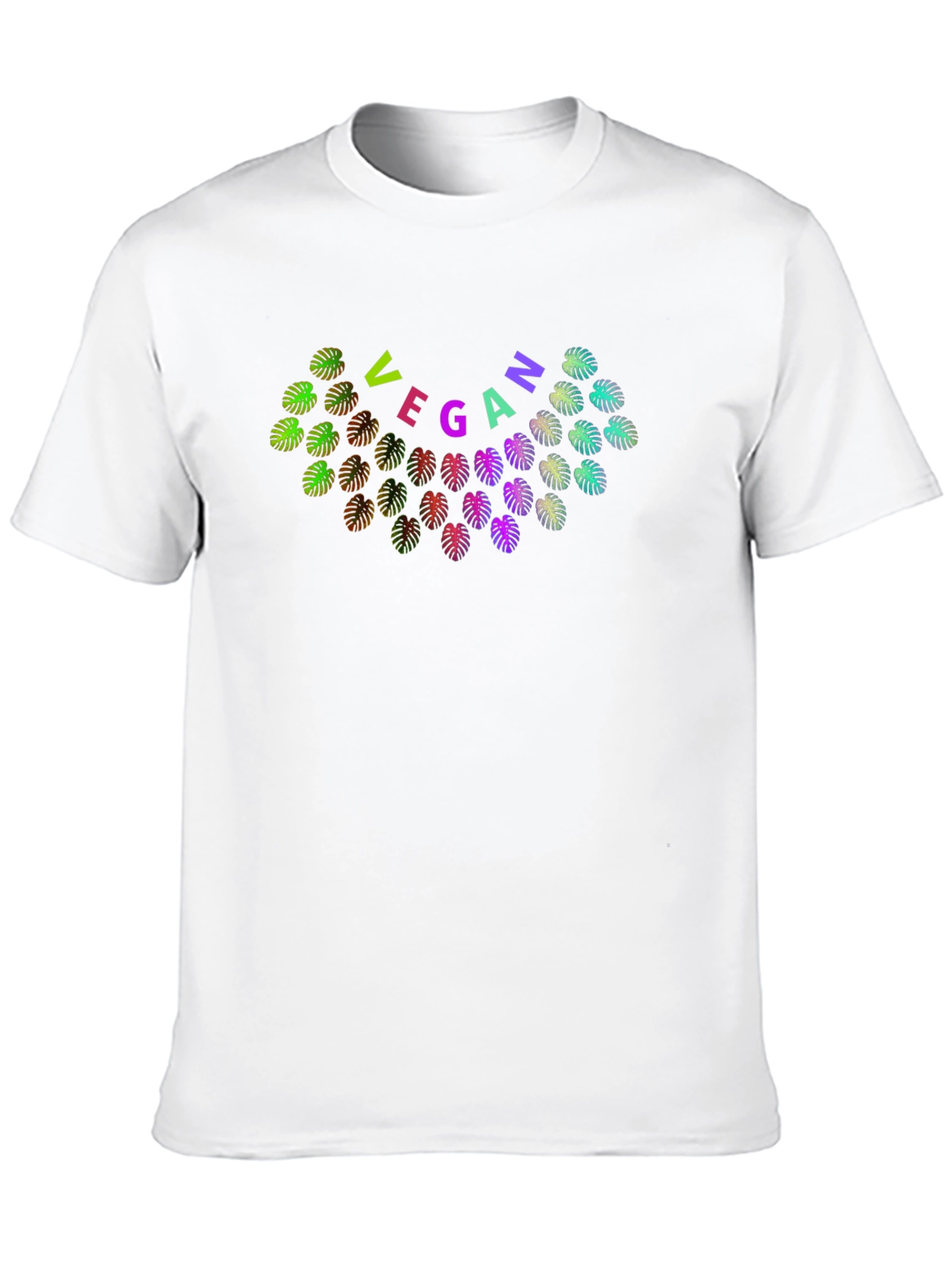 Black Vegan Monstera Leaf Black T-Shirt view 10