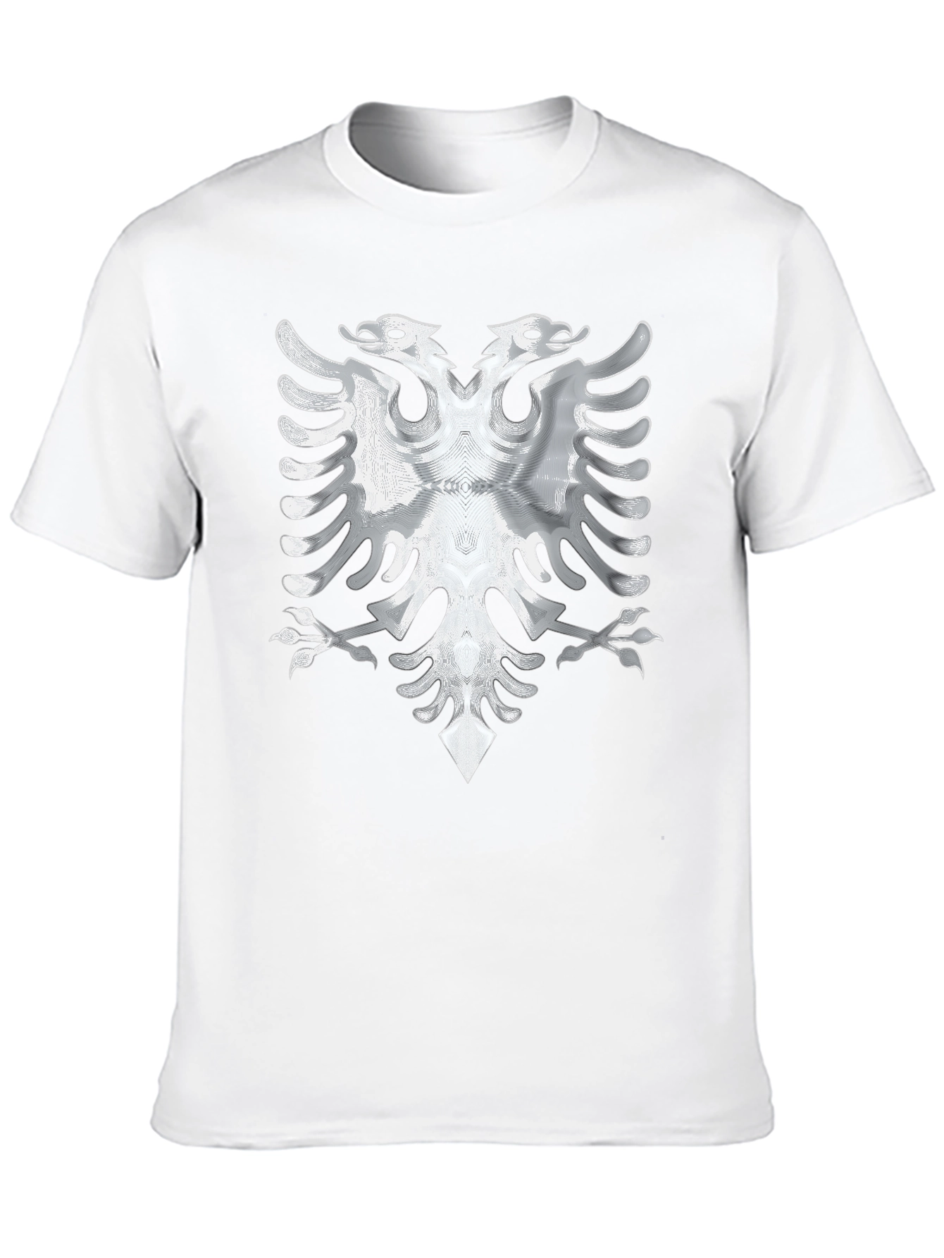 Black Tee with Silver Albanian Eagle Graphic - 10