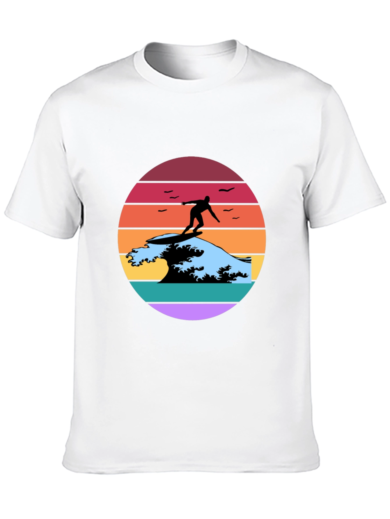 Black Retro Surfer Wave Graphic Tee view 10