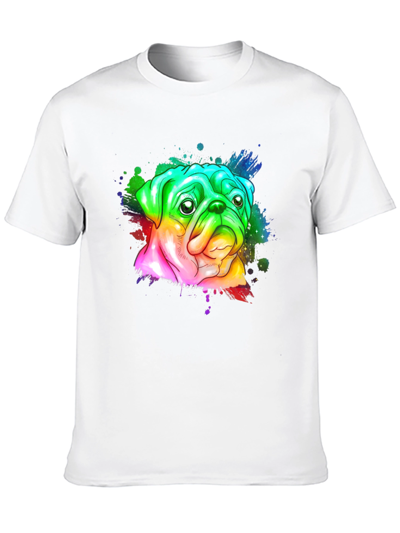 Black Rainbow Pug Graphic Tee - Men's Black T-Shirt view 10