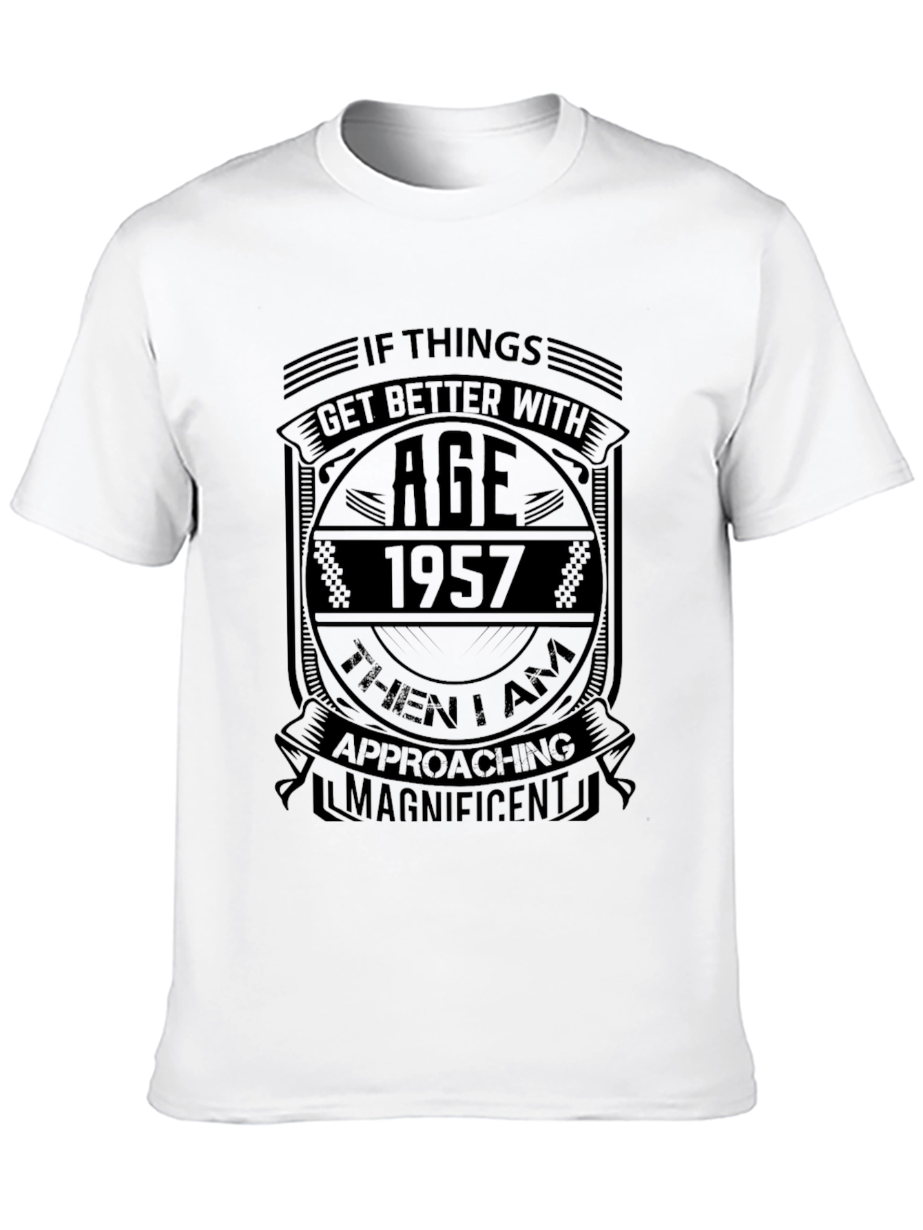 Black 1957 Birthday T-Shirt - Age Gets Better - Black view 10