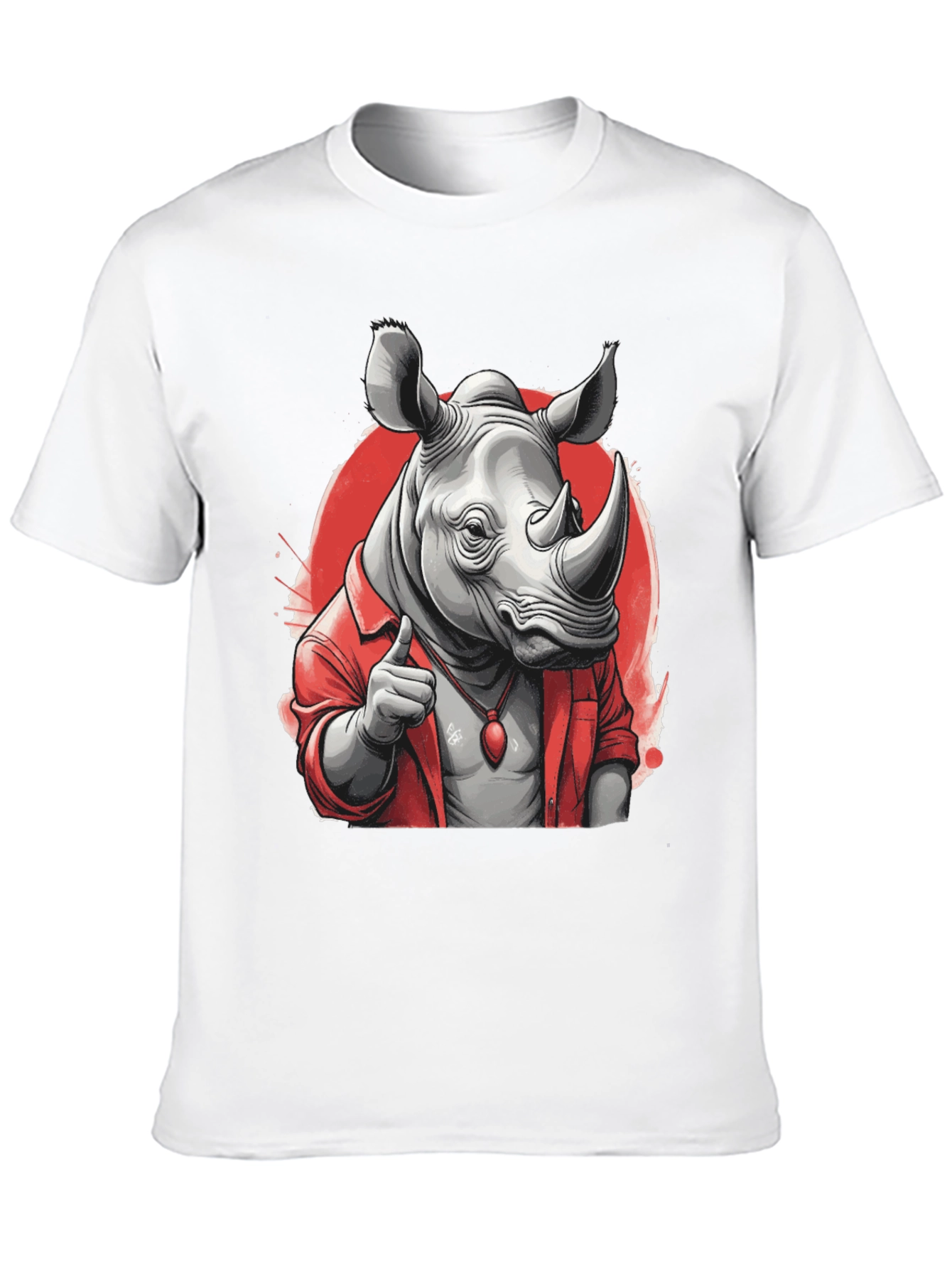 Black Cool Rhino in Shirt Graphic T-Shirt view 10