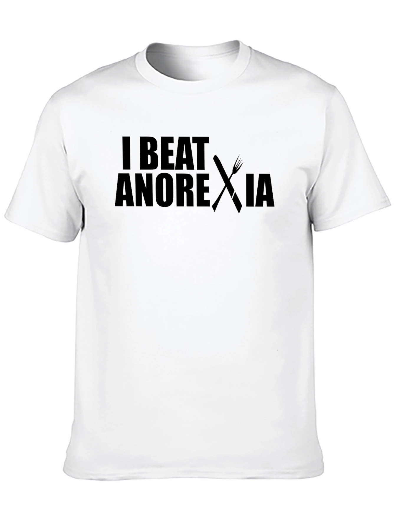 Black I Beat Anorexia Graphic T-Shirt - Unisex view 10