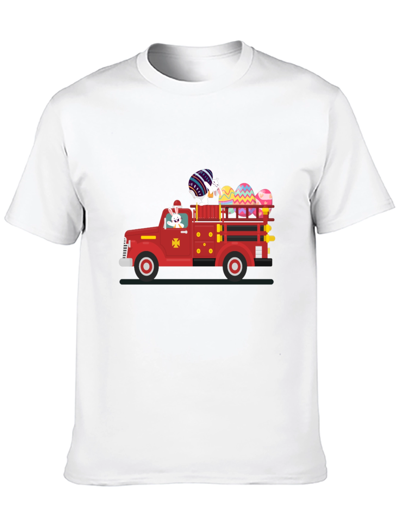 Camiseta Negra con Diseño de Camión de Pascua
