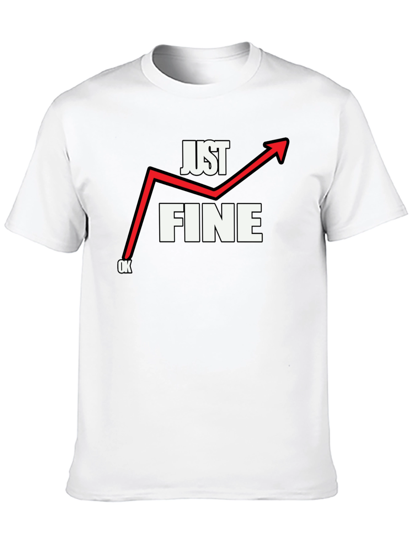 Black Just Fine T-Shirt - Funny Graphic Tee view 10