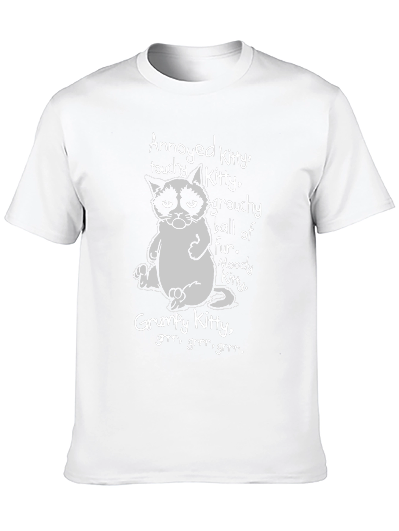 Black Grumpy Kitty Graphic T-Shirt - Annoyed, Moody, Grouchy Cat view 10