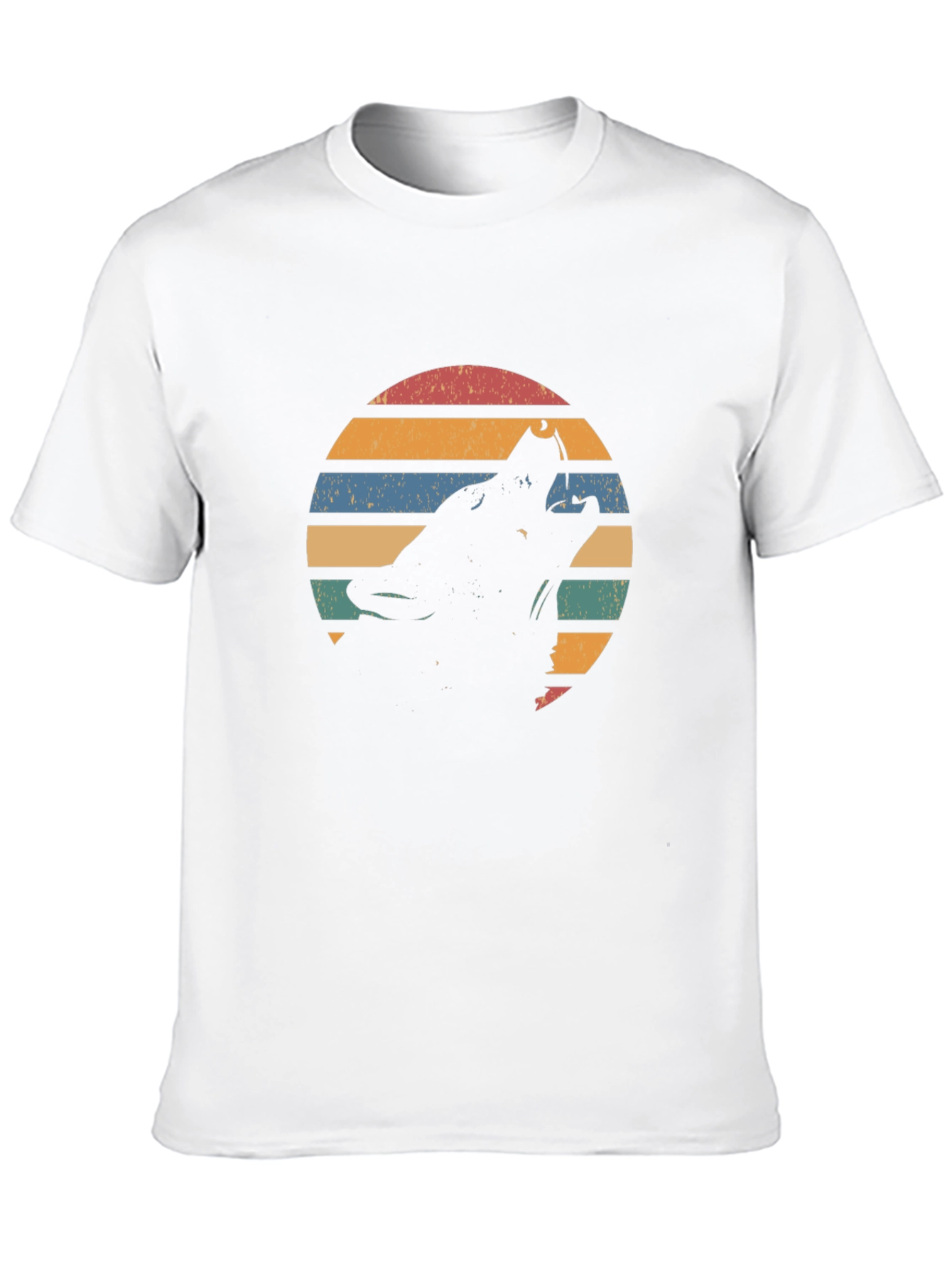 Black Retro Wolf Silhouette Graphic T-Shirt view 10