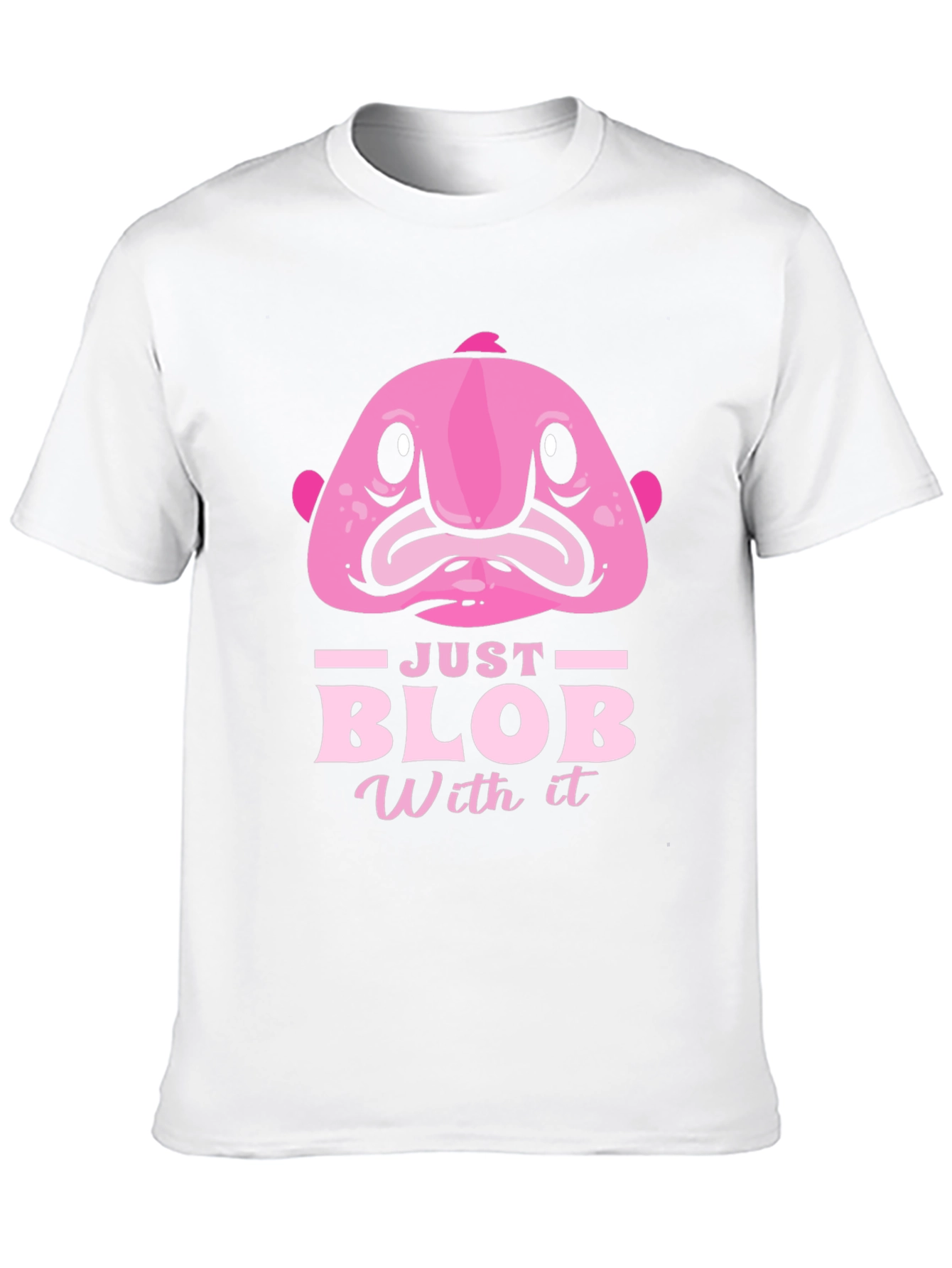 Black Just Blob With It Funny Pink Fish T-Shirt view 10