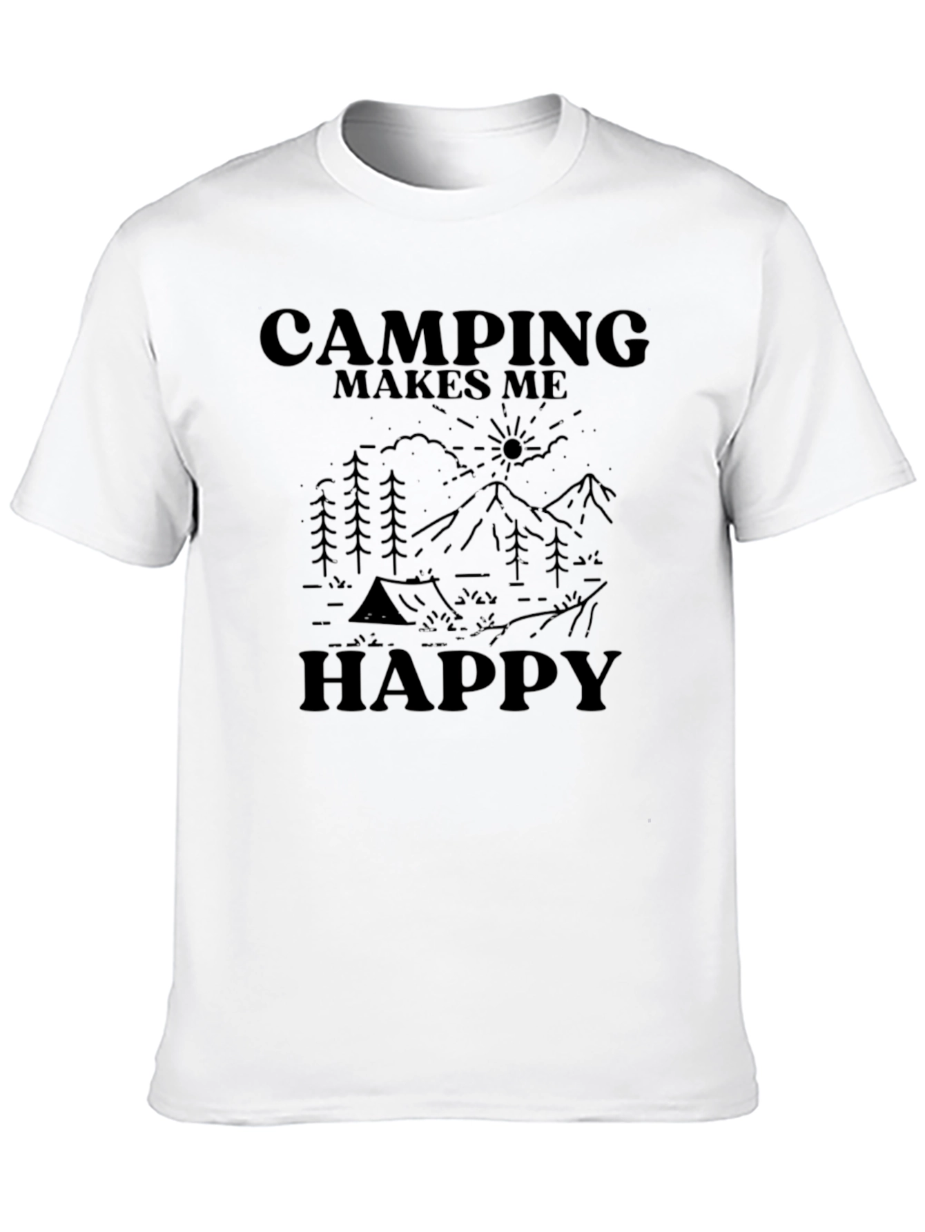 Black Camping Makes Me Happy T-Shirt - Adventure Graphic Tee view 10
