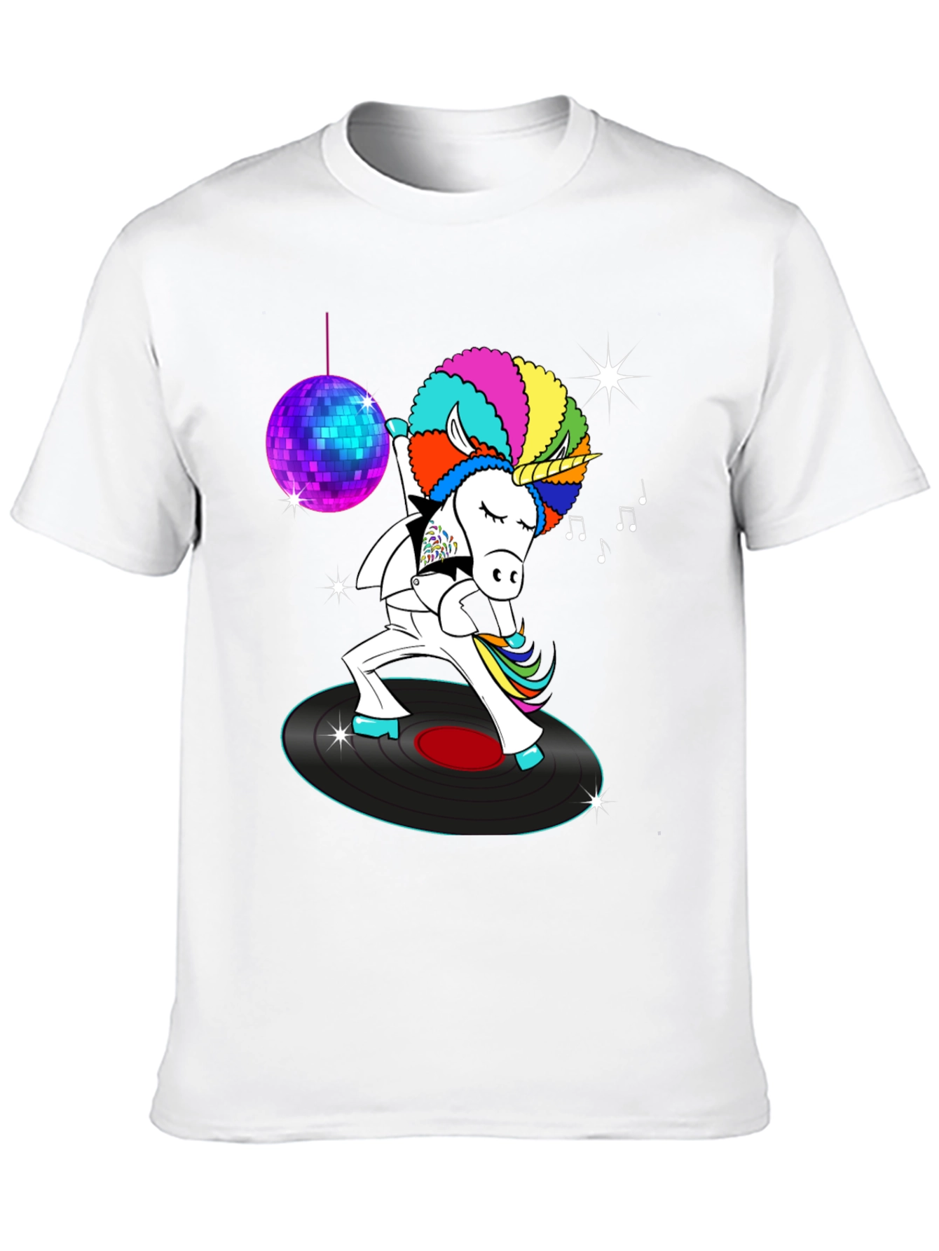 Black Disco Unicorn Graphic T-Shirt - Funky Dance Tee view 10