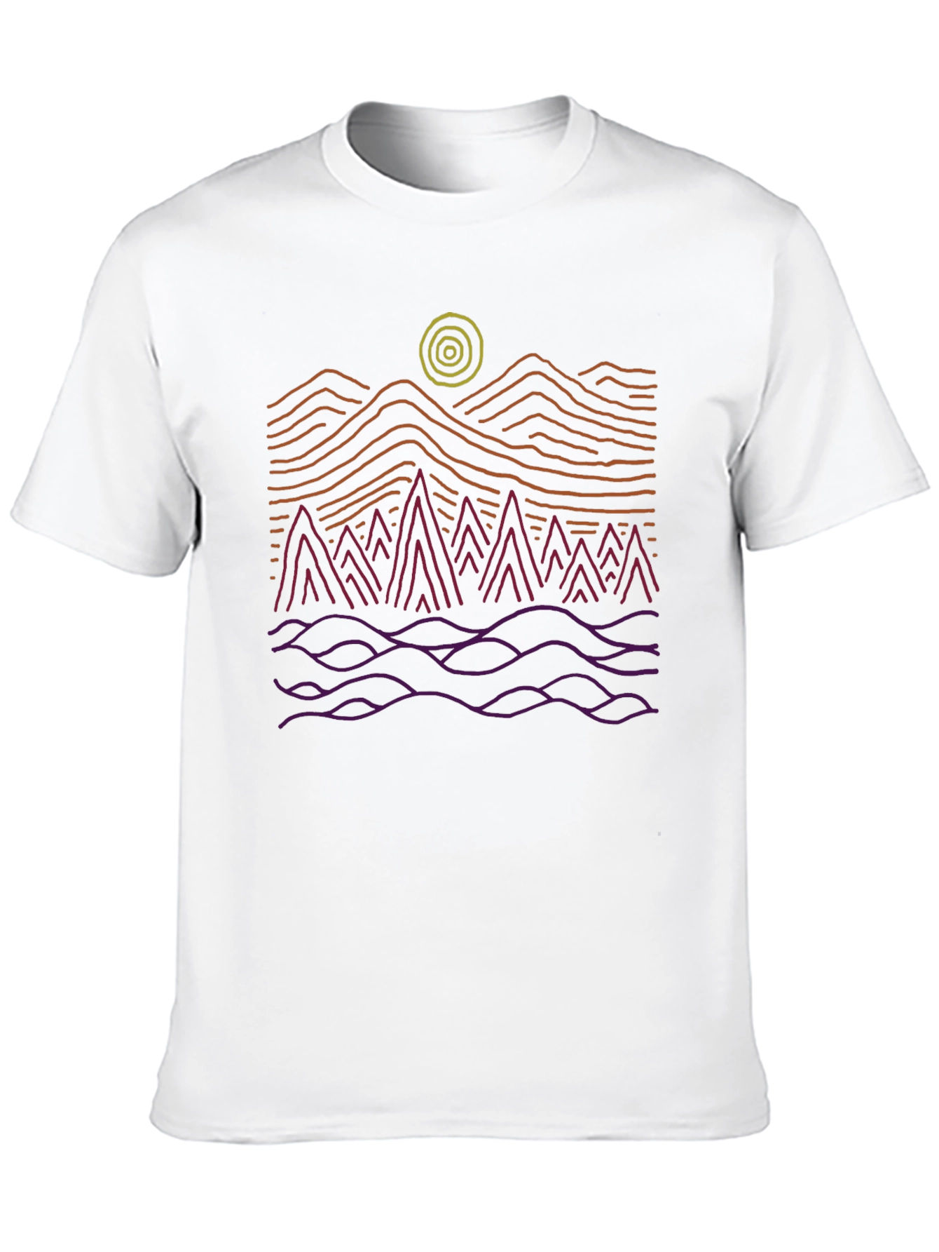 Black Abstract Mountain Scene Graphic Tee - Black view 10