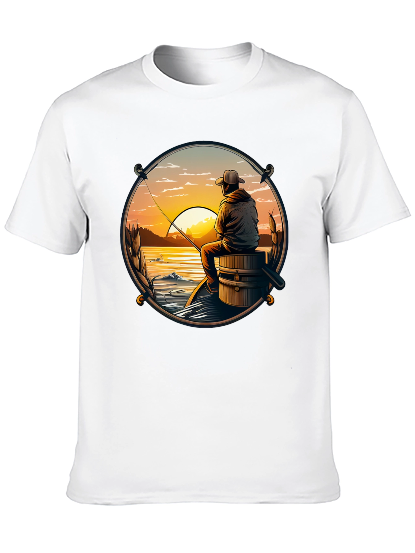 Black Fishing Sunset T-Shirt view 10
